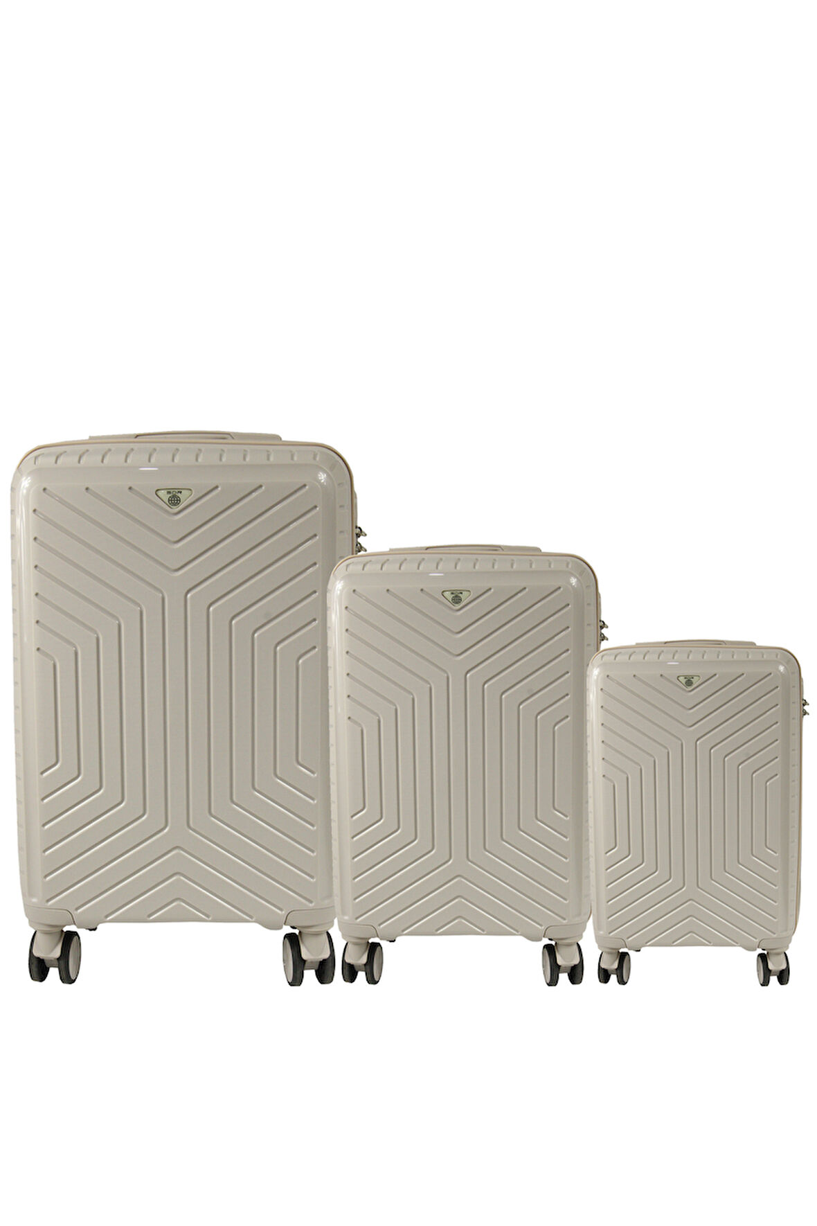 Metropolitan SDR 103 PP Valiz Seti - Büyük + Orta + Kabin Boy - Kemik / Gri