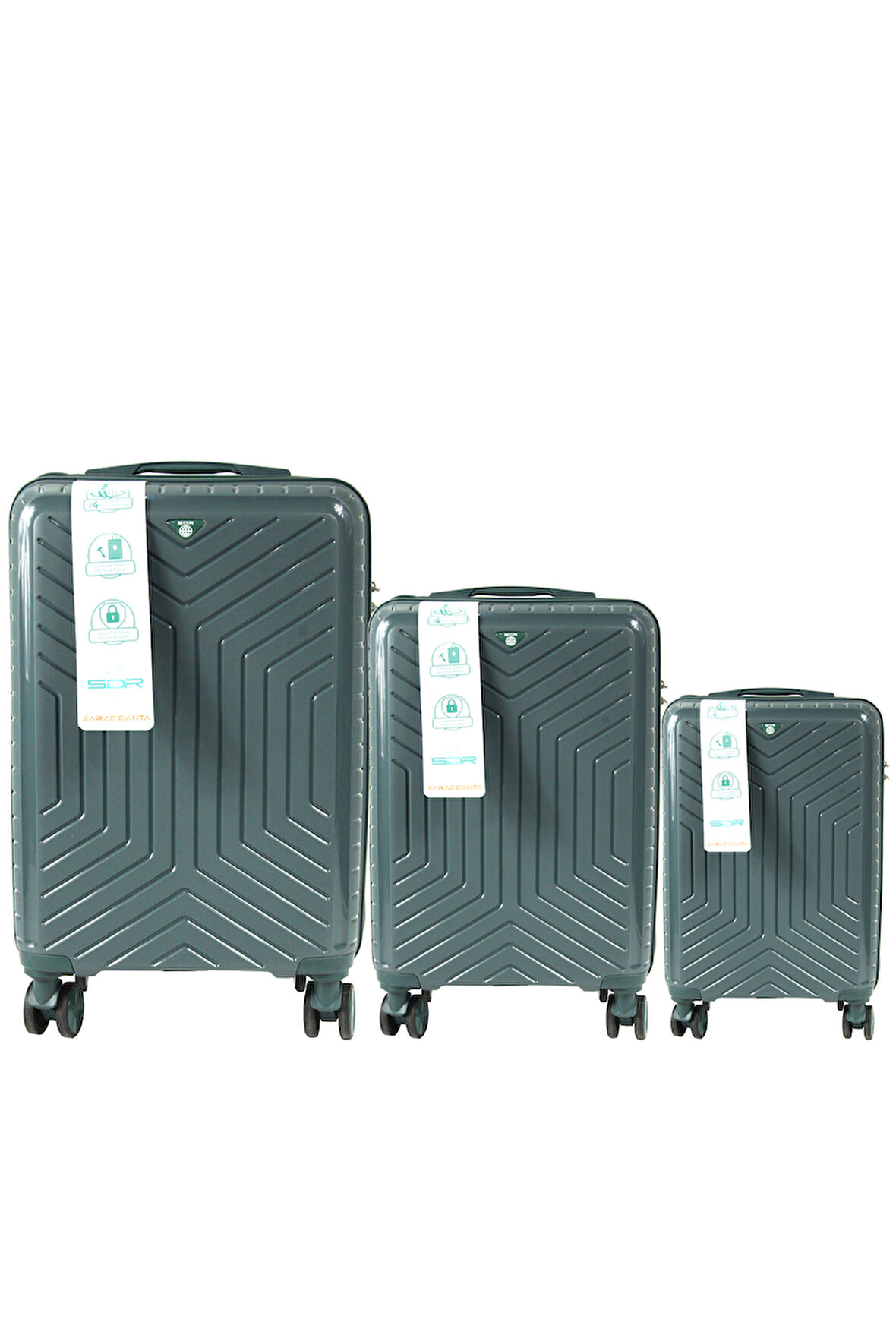 Metropolitan SDR 103 PP Valiz Seti - Büyük + Orta + Kabin Boy - Petrol Yeşili