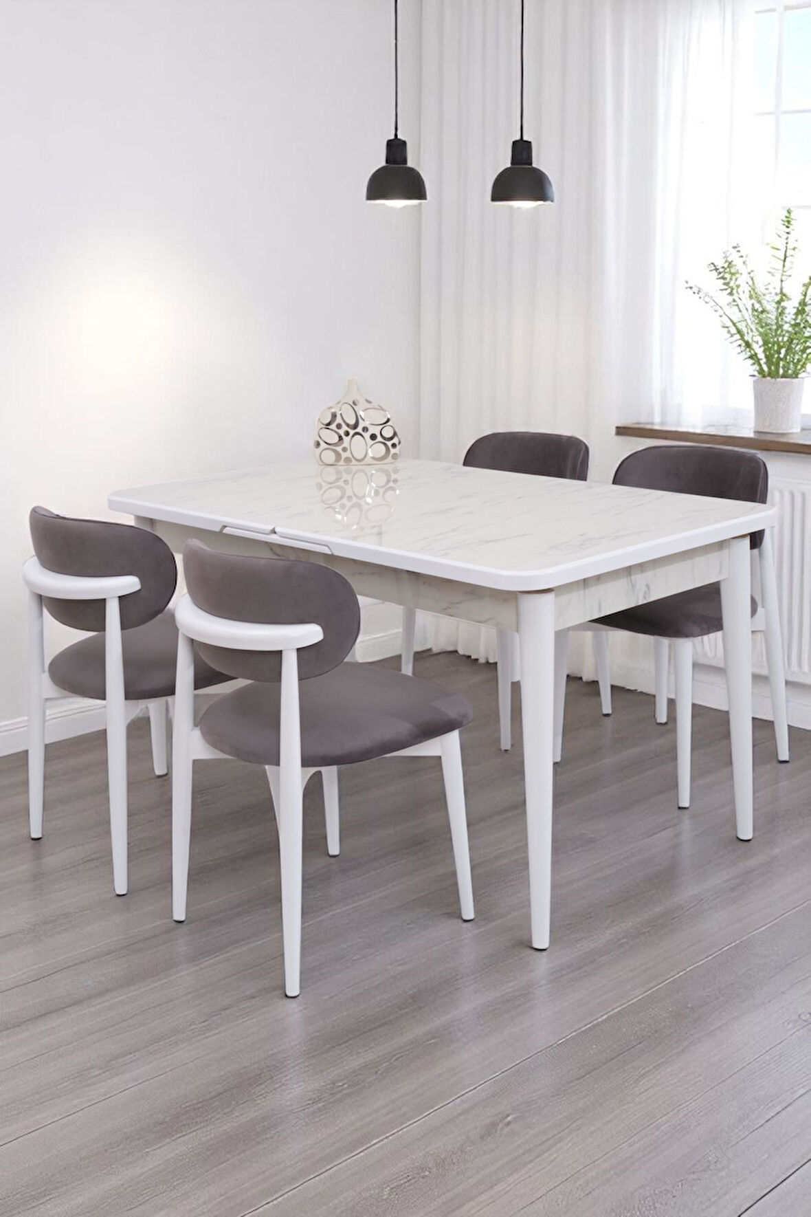 Duru Norte Mdf Lak Panel Açılır Yemek Masa Takımı 90x160