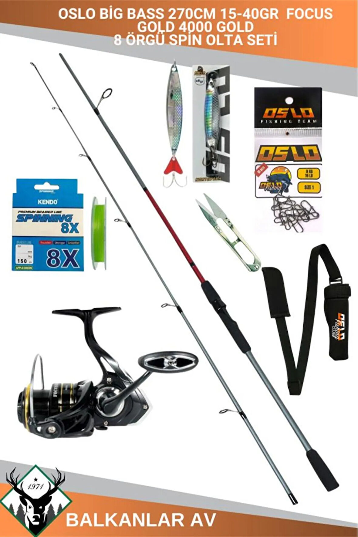 Big Bass 270cm 15-40gr Focus 4000 RED 8 Örgü Spin Olta Seti