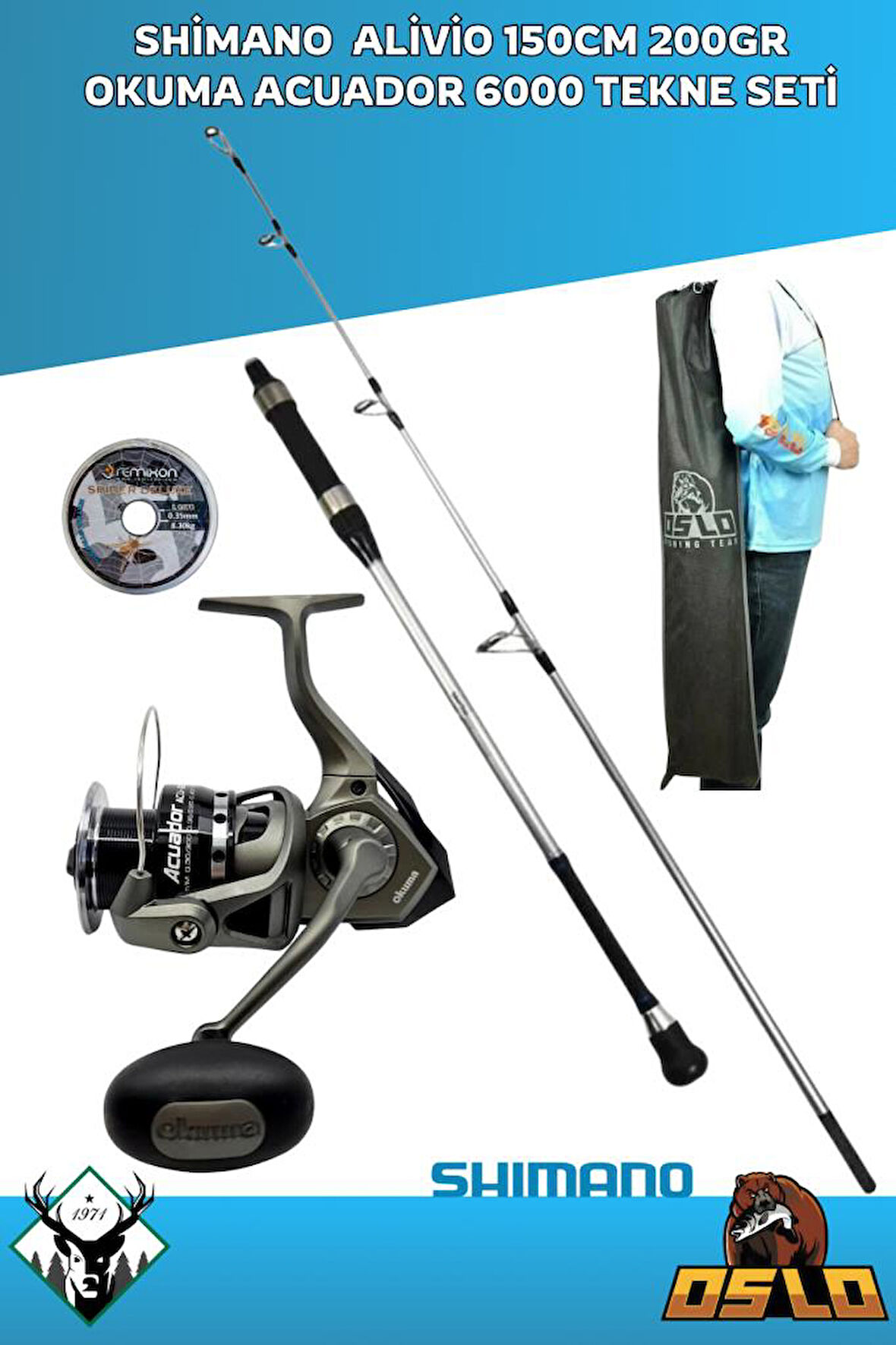 Shimano Alivio 150cm 200gr Okuma Acuador 6000 Tekne Olta Seti
