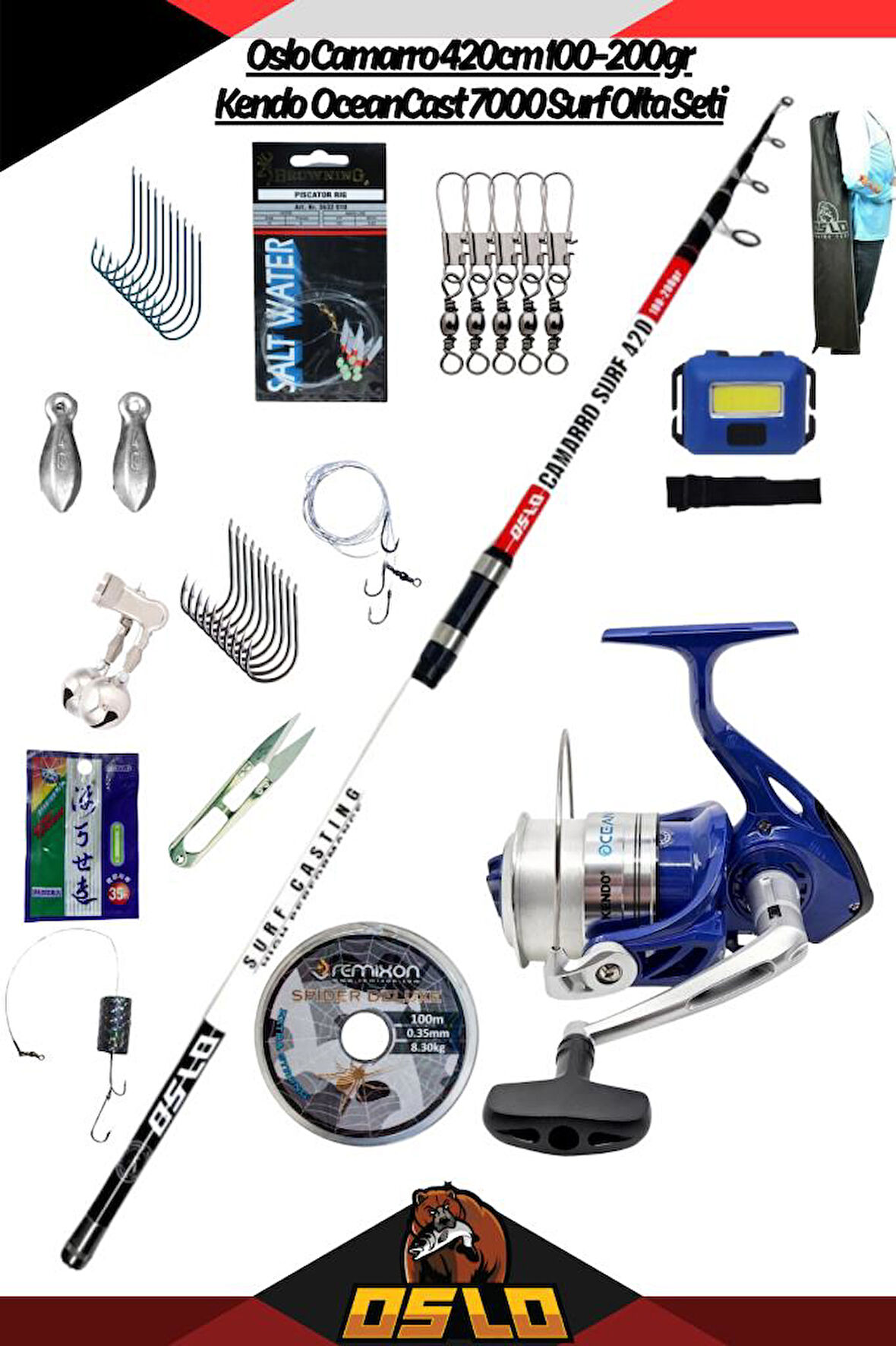Oslo Camarro 420cm 100-250gr Kendo Oceancast 7000 Surf Olta Seti