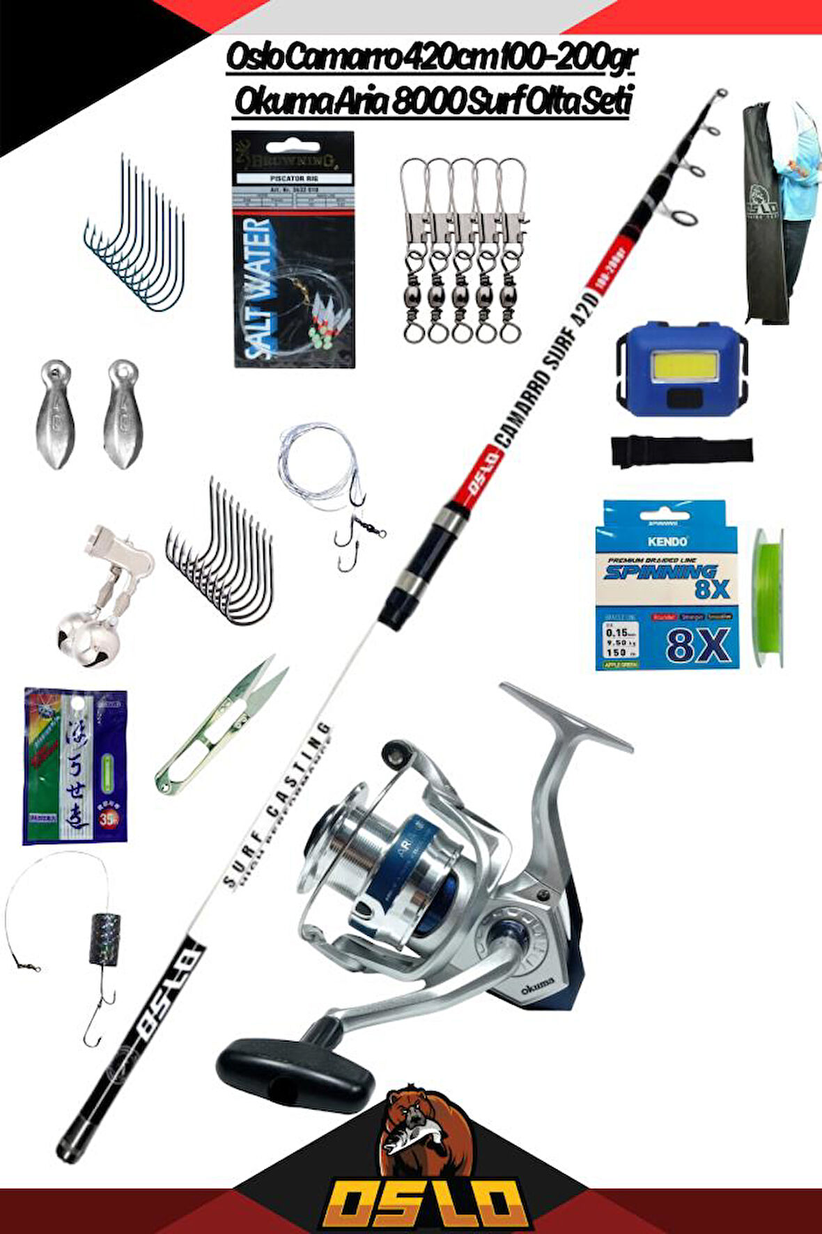 Oslo Camarro 420cm 100-200gr Okuma Aria 8000 Surf Olta Seti