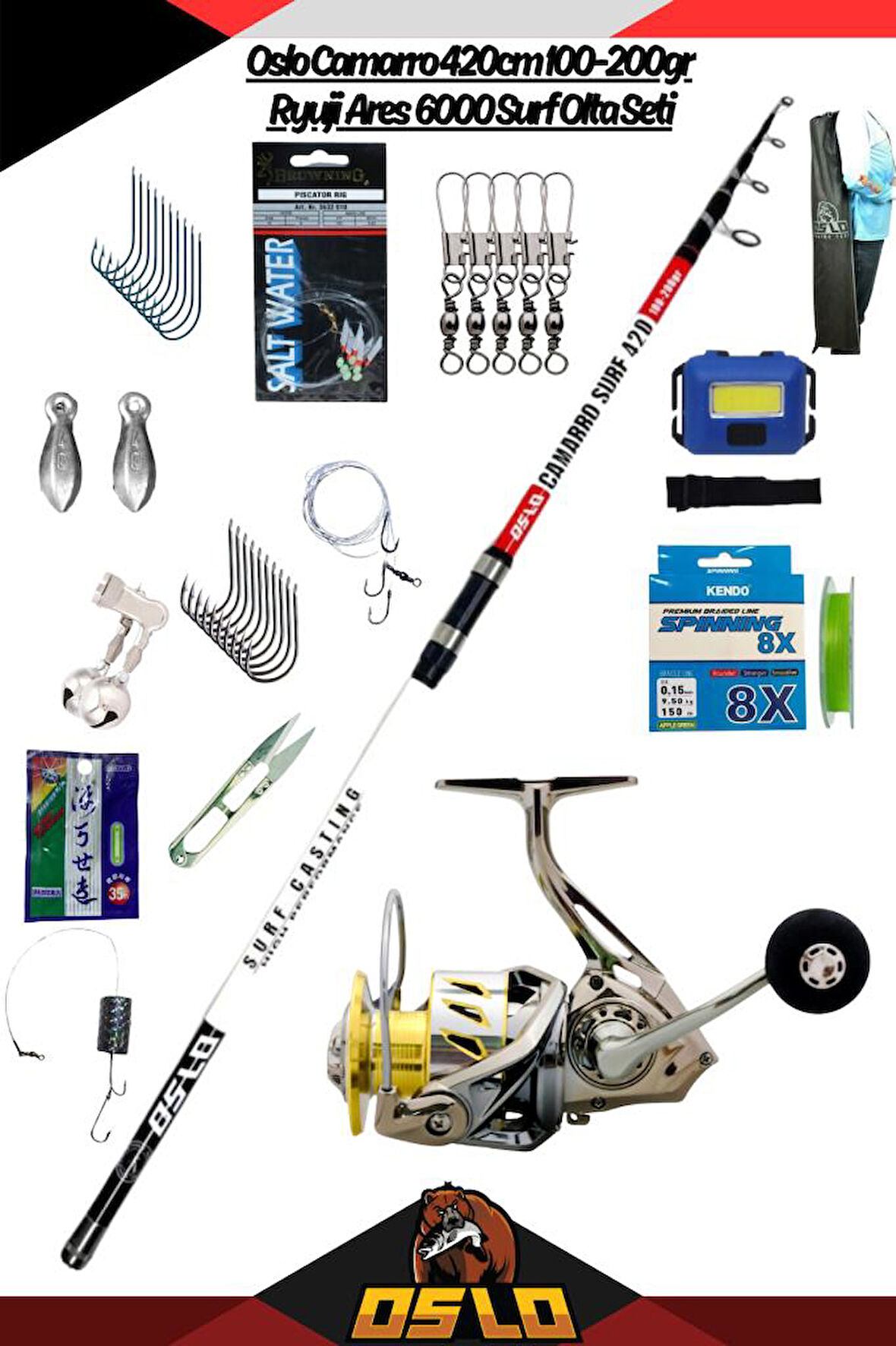 Oslo Camarro 420cm 100-200gr Ryuji Ares 6000 Surf Olta Seti