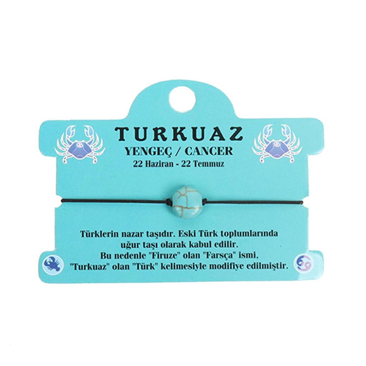 TURKUAZ DOĞAL TAŞ YENGEÇ CANCER BURÇ BİLEKLİK