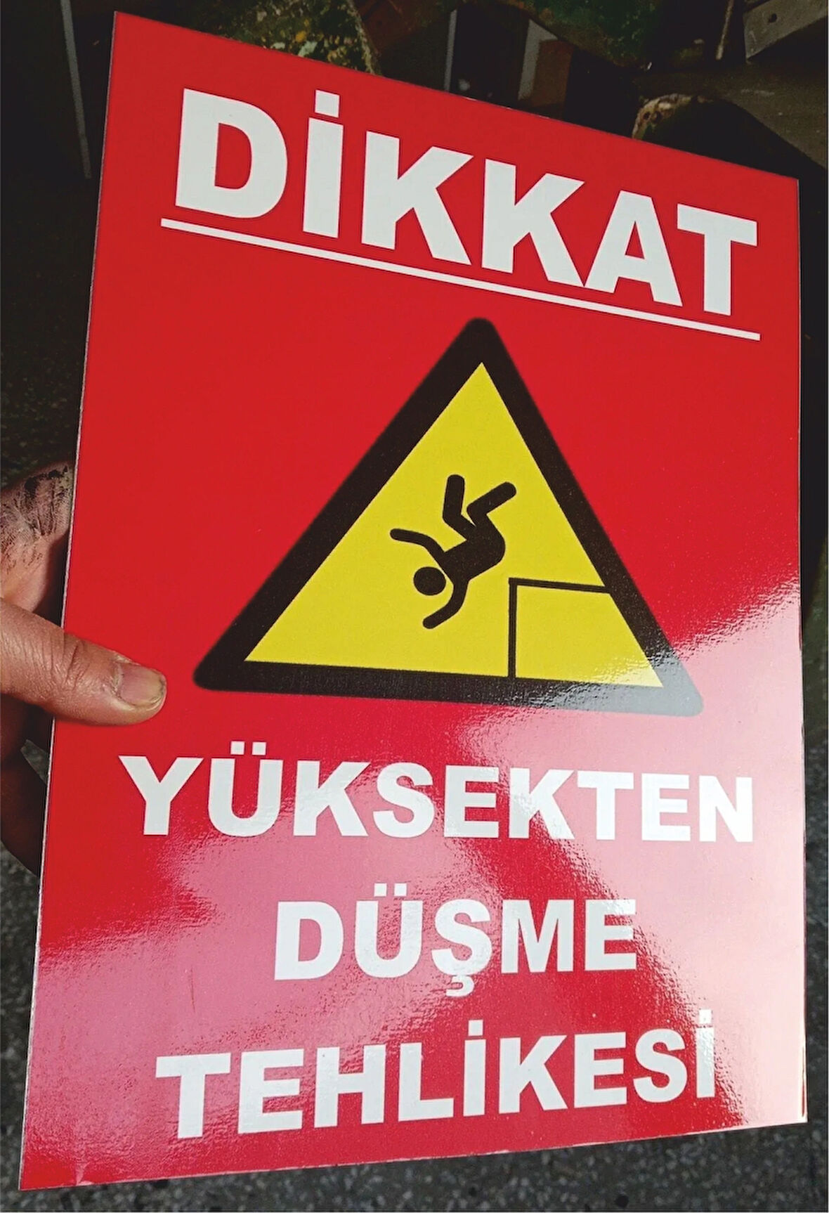 Dikkat Yüksekten Düşme Tehlikesi Uyarı Levhası 30x40 cm, 5 mm Dekota Levha
