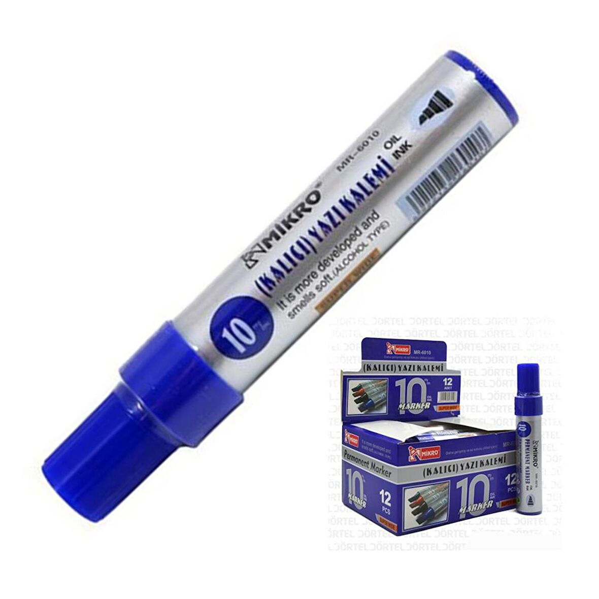 Permanent Markör Marker Kesik Uçlu Koli Kalemi Mavi 10 mm Mr-6010 1 Adet