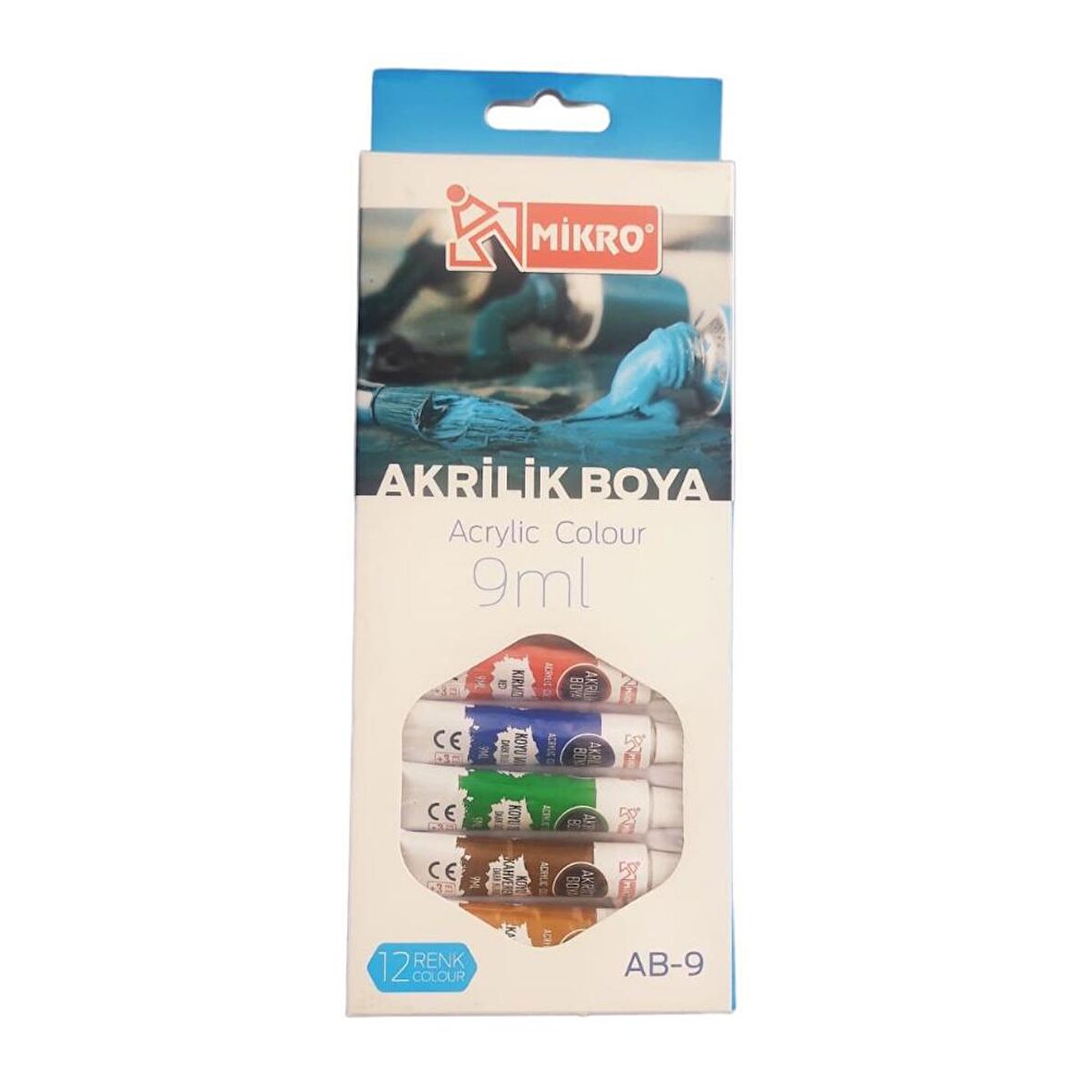 Akrilik Boya Tüp 12 Renk 9 ml Akrilik Boya 1 Paket