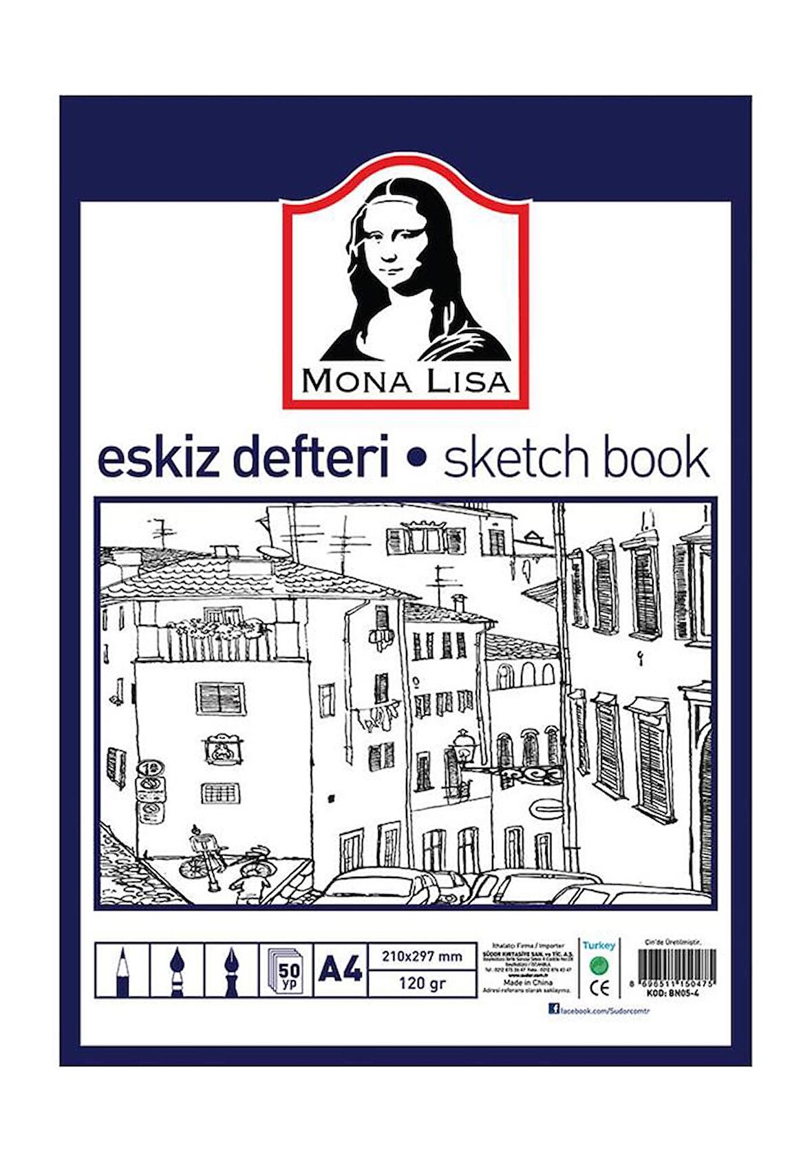 Eskiz Defteri A-4 Dokulu Kağıt Kara Kalem Çalışma Defteri 50 Yaprak 120 gr 21x29,7 cm 1 Paket Südor