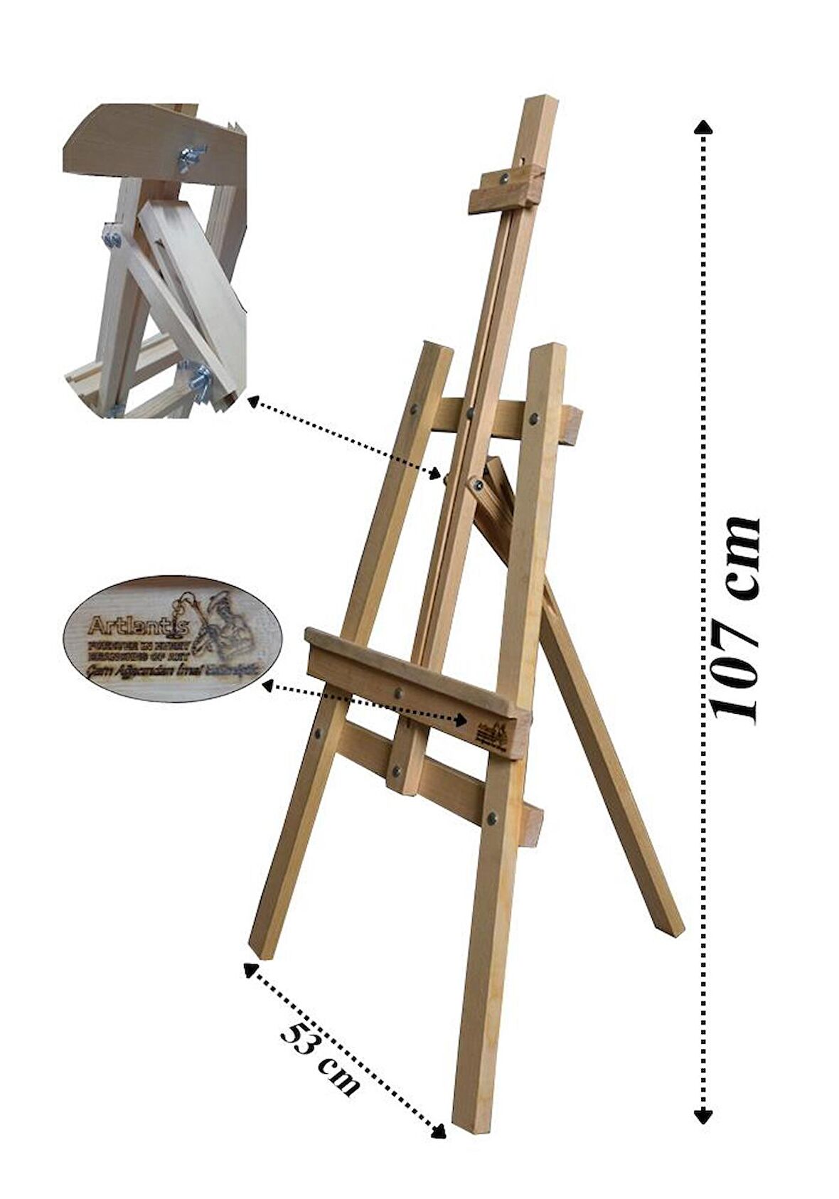 Çocuk Şövale 107 Cm Ahşap Çam Resim Şovelesi Çocuk Ressam Sehpası Ayarlanabilir Artlantis Resim Şövalyesi 1 Adet