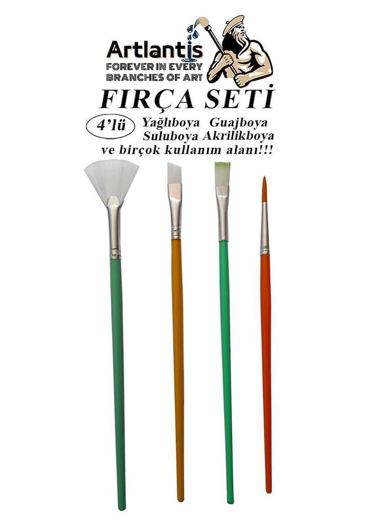 Fırça Seti 4 Lü Resim Fırçası 1 Paket Suluboya Akrilik Boya Guaj Boya Yağlı Boya Fırca Seti Kesik Yelpaze