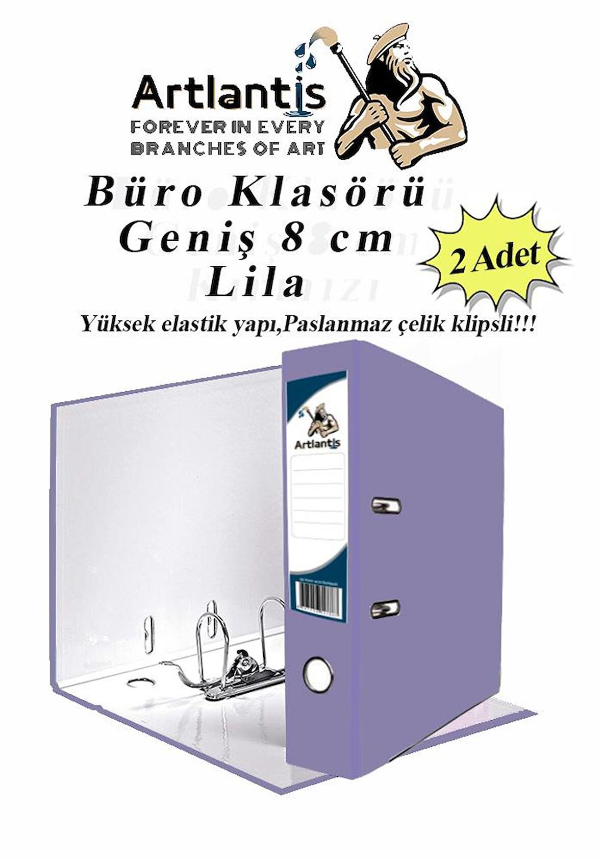 Büro Klasörü Lila Geniş 2 Adet Plastik Geniş Lila Klasör Halkalı Paslanmaz Çelik Klipsli 2 Adet