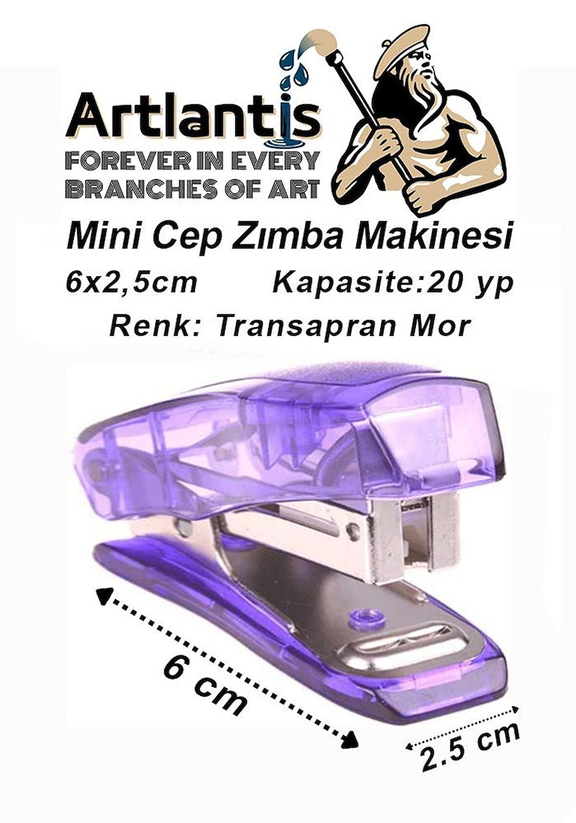 Mini Zımba Makinesi 24/6 Mor Std S3T 1 Adet Cep Zımba Makinası 20 Sayfa Kapasite Öğrenci Okul Büro