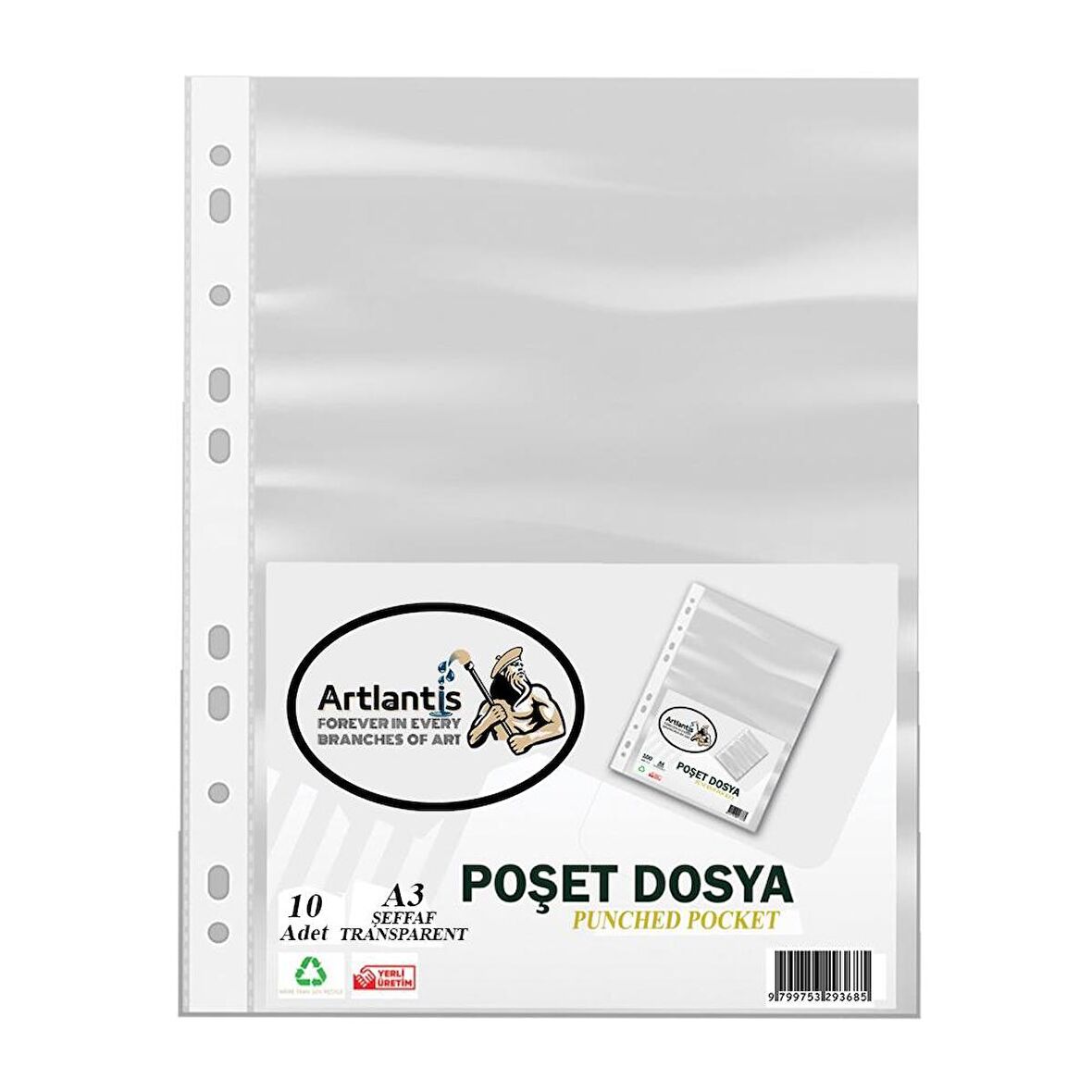 A3 Poşet Dosya Dik 10 lu Şeffaf Föy Dosya 1 Paket Ofis Okul Büro Kenarı Delikli Poşet Dosya