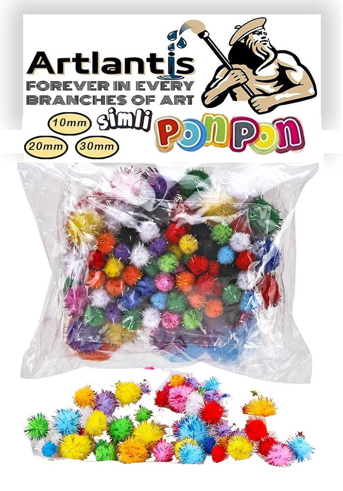 Simli Ponpon 10 mm 20 mm 30 mm 85 li Set 1 Paket Karışık Renk Pon Pon 1 cm 2 cm 3 cm Pompom Elişi Etkinliği Anasınıfı Kreş Okul Öncesi Pom Pom