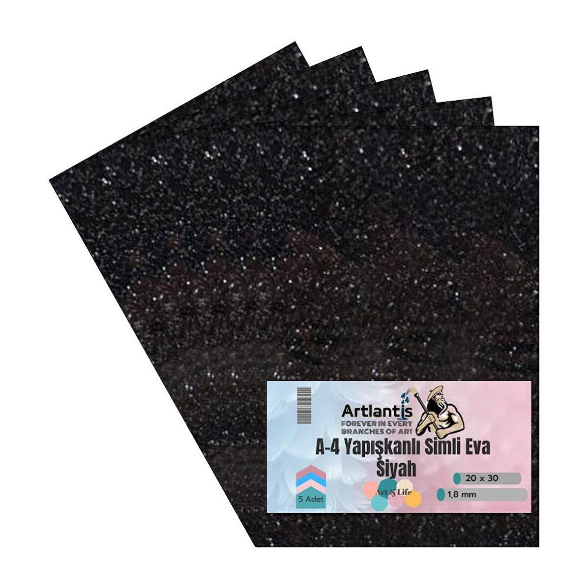 Yapışkanlı Simli Eva A4 20x30 5 Adet 1 Paket Hobi Okul Öncesi Kreş Anasınıfı Eva Yapışkanlı Simli 20*30