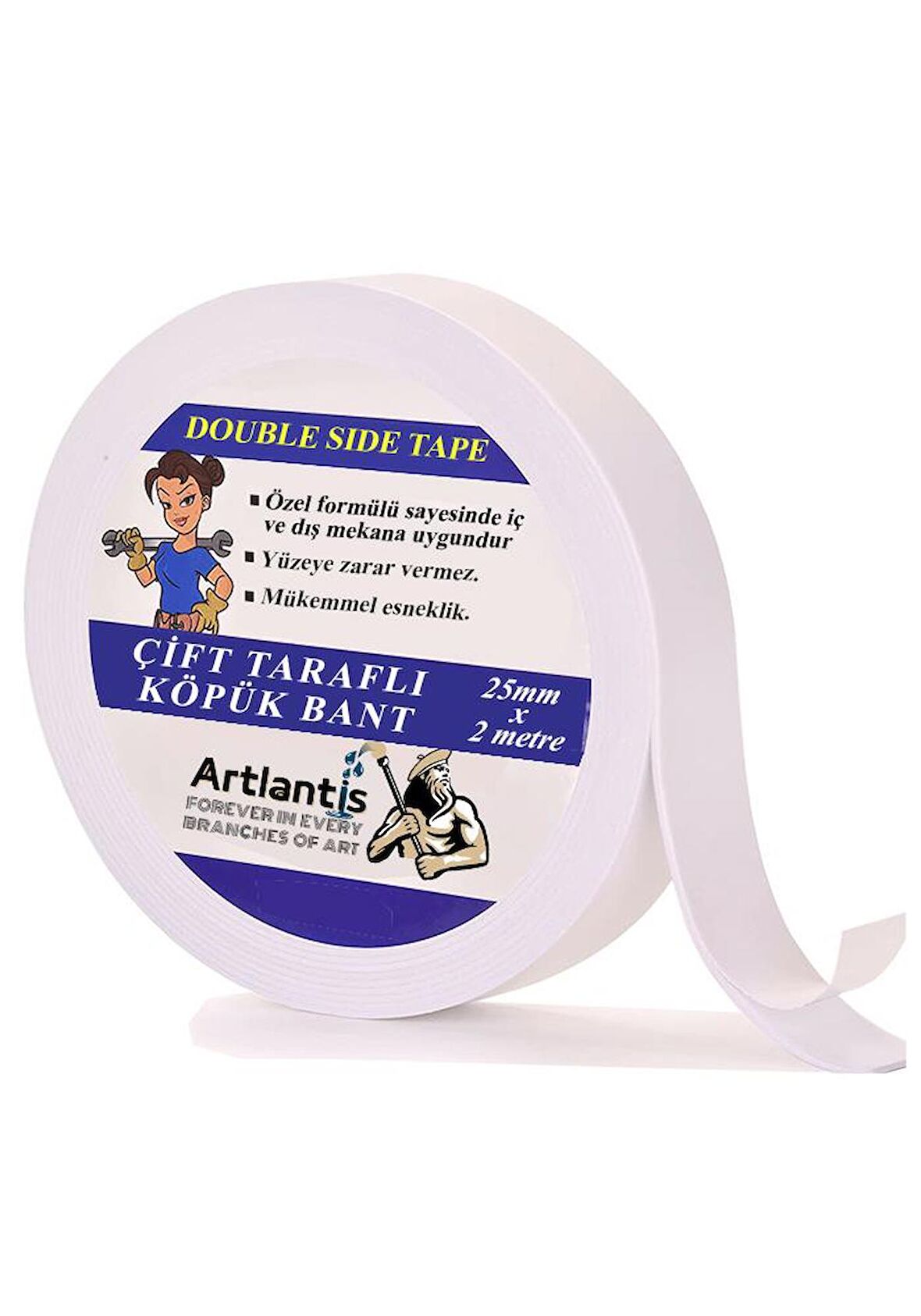 Çift Taraflı Bant Köpük Bant 25mm x 2mt 1 Adet Çerçeve Tablo Halı Yapıştırma Bandı İç Ve Dış Mekan Süper Güçlü Köpük Bant