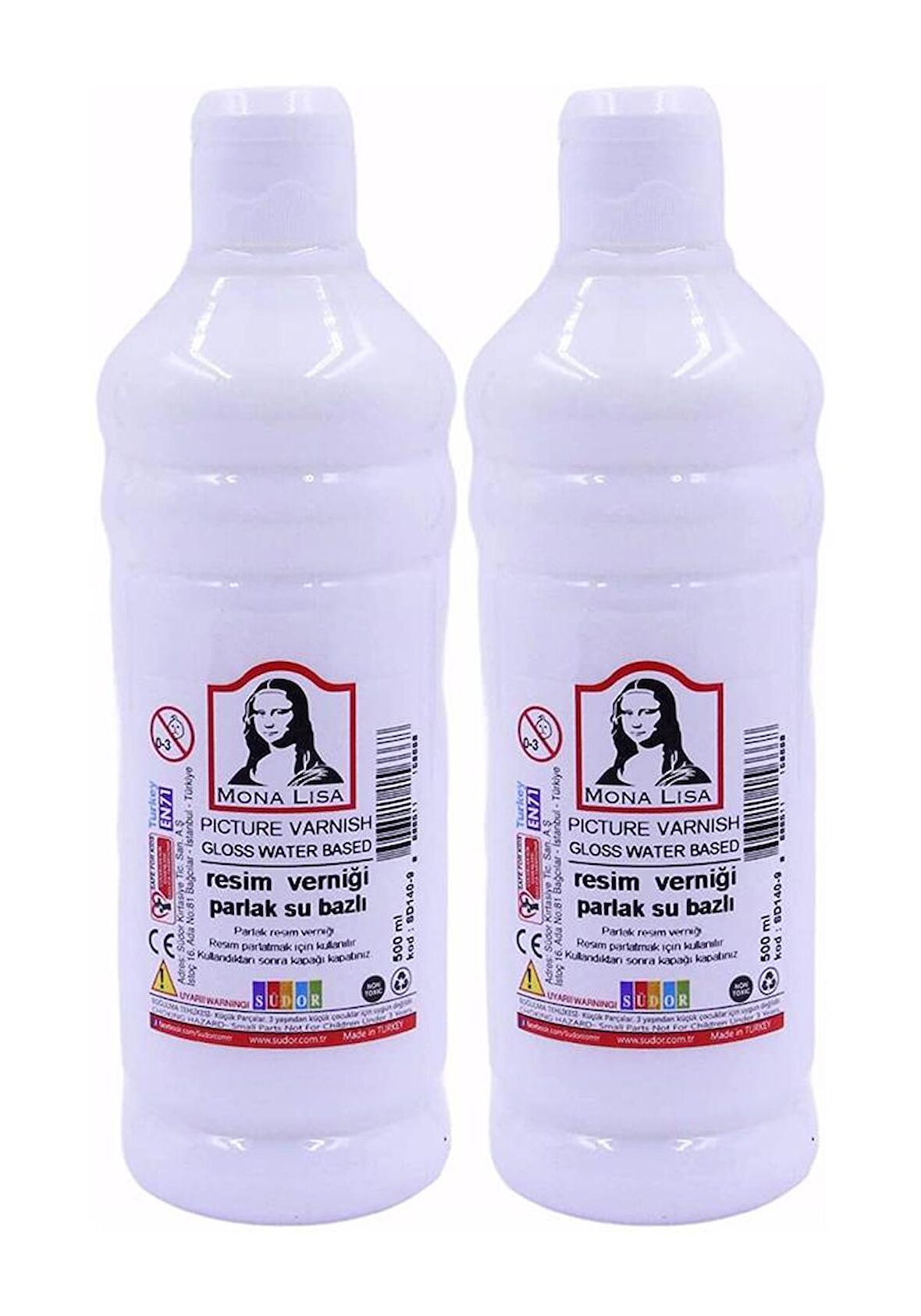 Resim Verniği 500 ml Su Bazlı 2 adet Resim Parlatıcı Vernik 500 ml 2 Adet Südor Monalisa Vernik