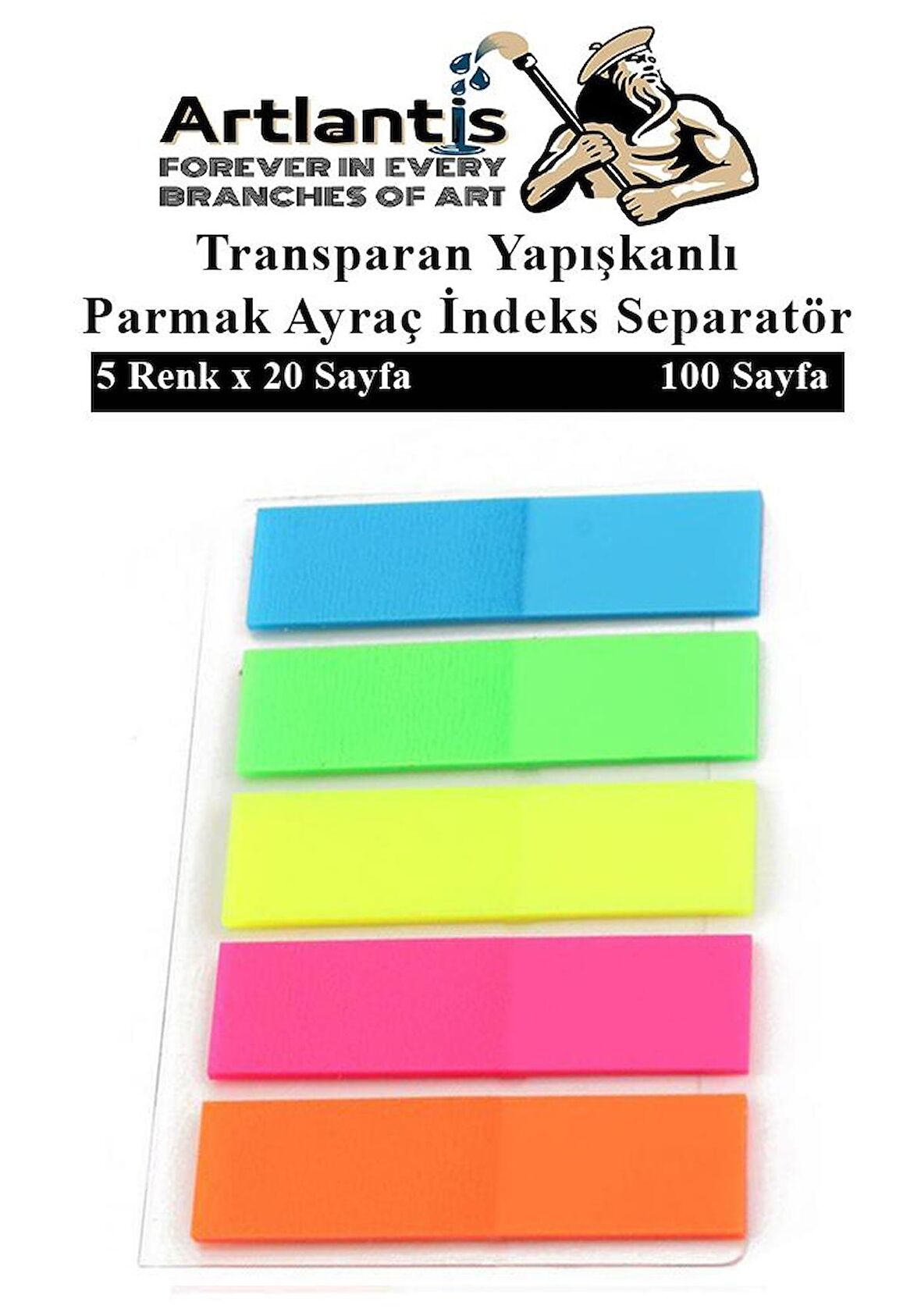 Kendinden Yapışkanlı Ayraç Postit 5 Renkli 1 Adet Yapışkanlı Not Kağıdı Transparan Parmak Ayraç İndeks Seperatör 5 Li Mini