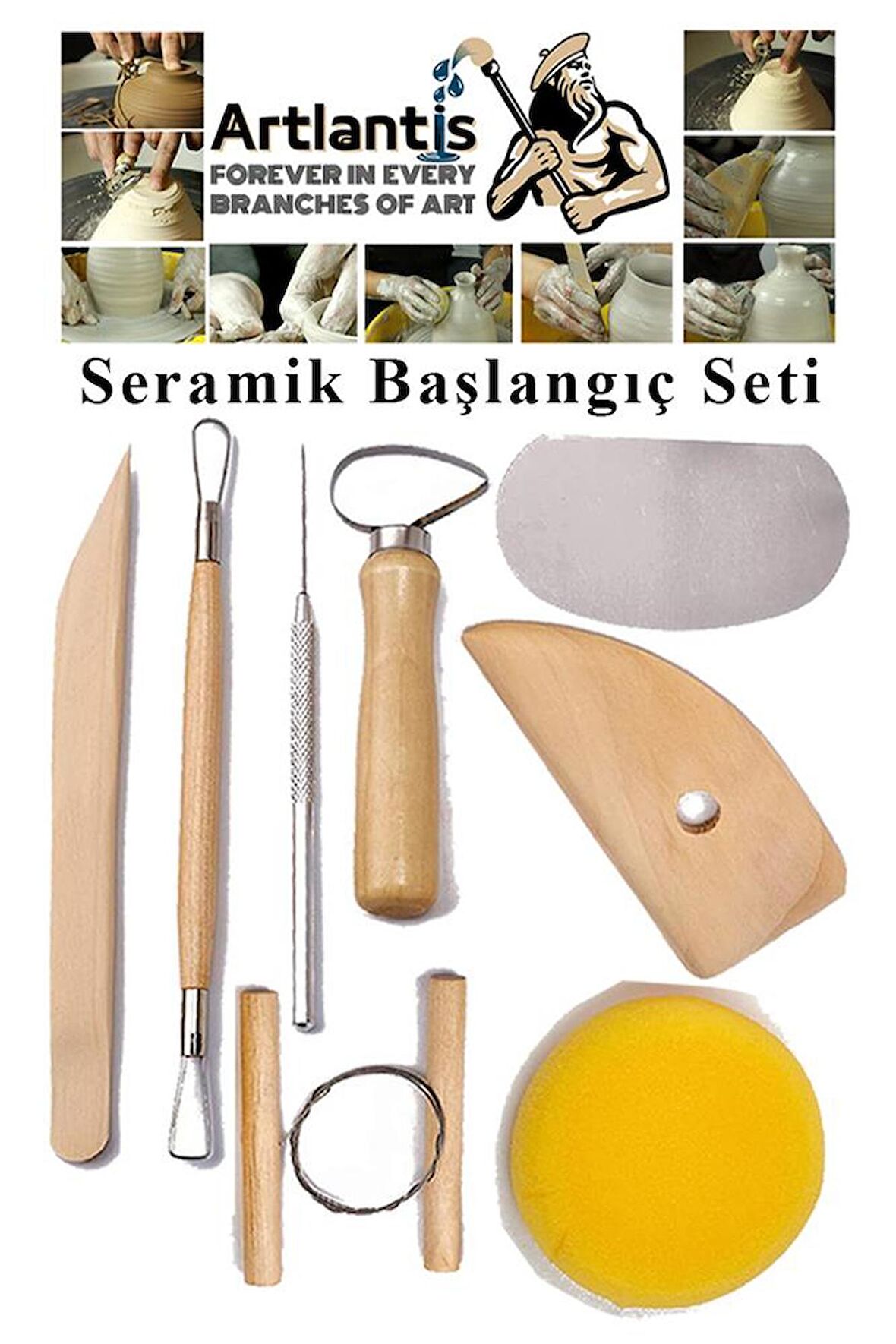 Seramik Başlangıç Seti 8 Parça 1 Paket Modelaj Modelleme Hekel Çömlek Sanatsal Ebeşuar Hobi Düzeltme