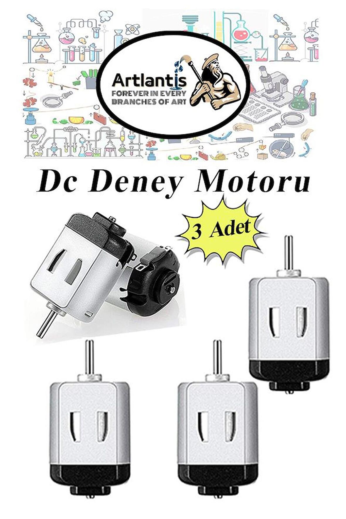 Deney Motoru 3 Volt 3 Adet 3v - 6 v Dc Yüksek Devir Dinamo Motoru Okul Hobi Mini Motor 2 Adet Pille Çalışır
