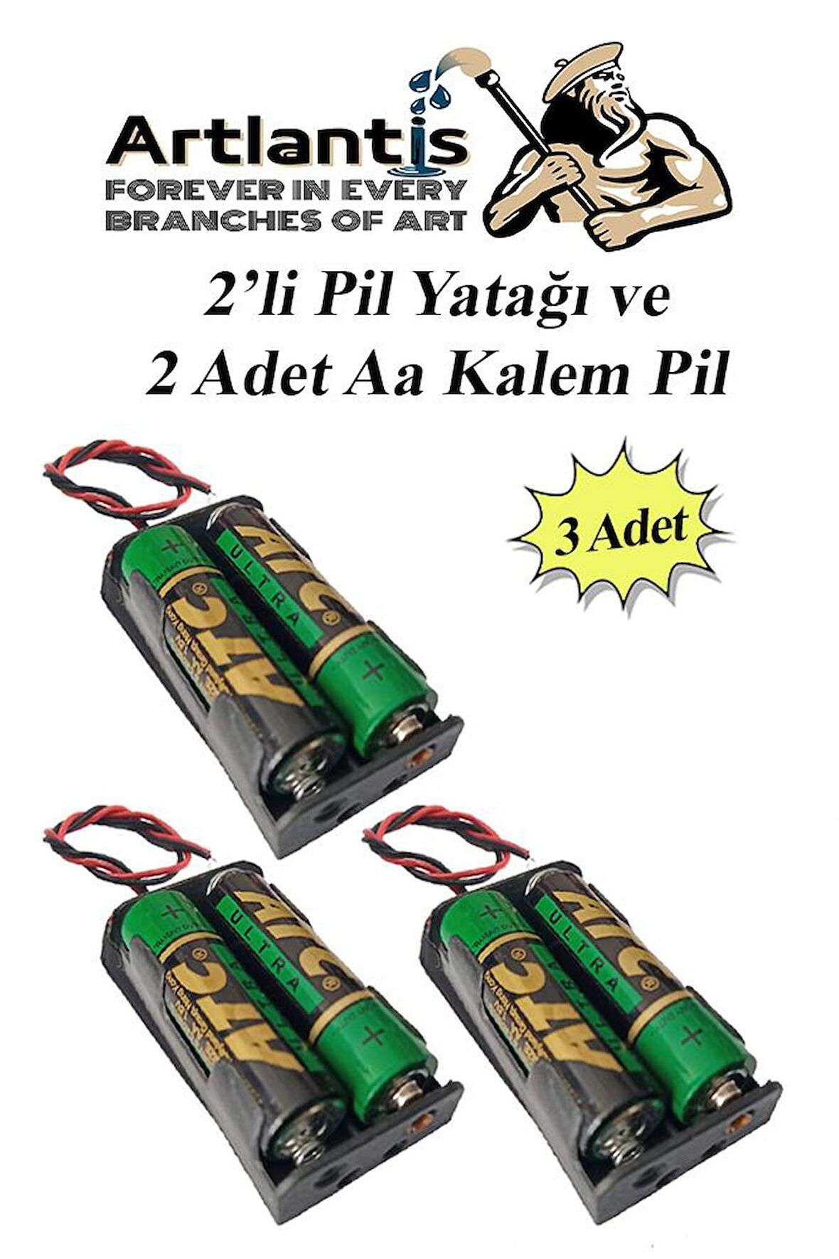 2 Li Pil Yatağı Deney 3 Adet Ve 6 Adet 1.5v Pil 1 Paket Pil Yuvası Pil Kutusu Aa Kalem Kalın Pil 2x1,5 Volt Yaylı Pil Yuvası