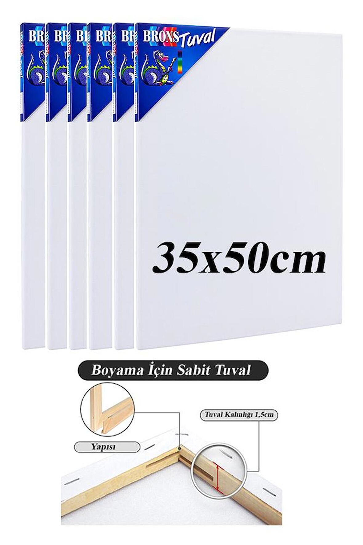 Tuval 35x50 6 Adet Gerdirme Apartlı Arkadan Zımbalı 35*50 Tual Akrilik Boya Yağlı Boya