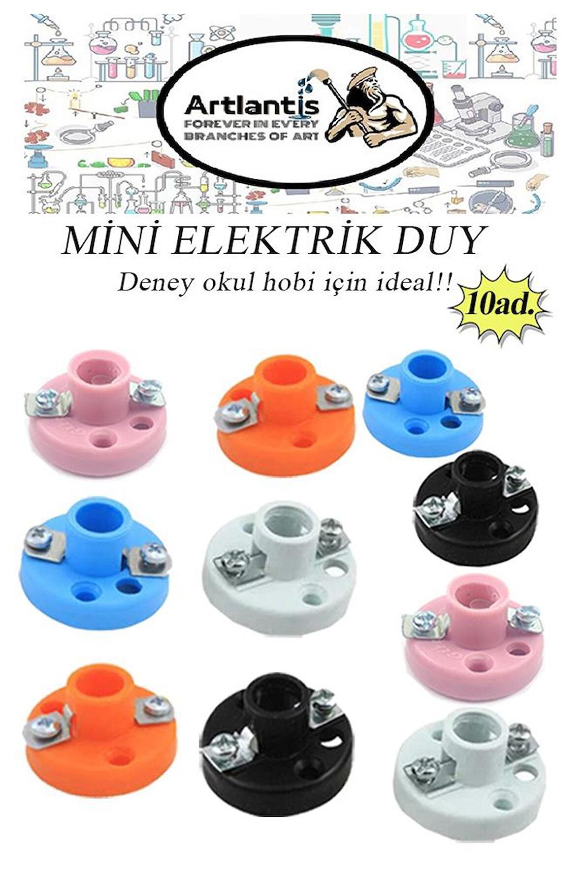 Mini Duy 10 Adet Deney Duyu Proje İçin Küçük Ampul Yuvası Minyonet Duy Okul Sınıf Elektrik Devre Deney Duyusu 