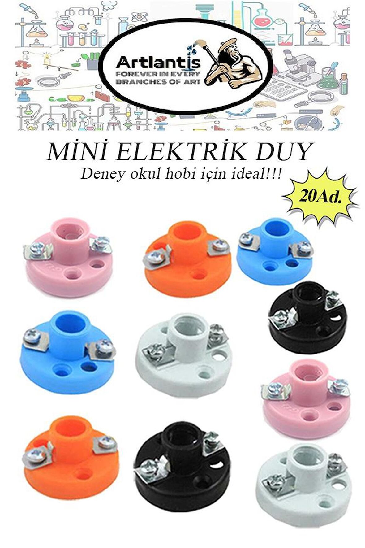 Mini Duy 20 Adet Deney Duyu Proje İçin Küçük Ampul Yuvası Minyonet Duy Okul Sınıf Elektrik Devre Deney Duyusu 