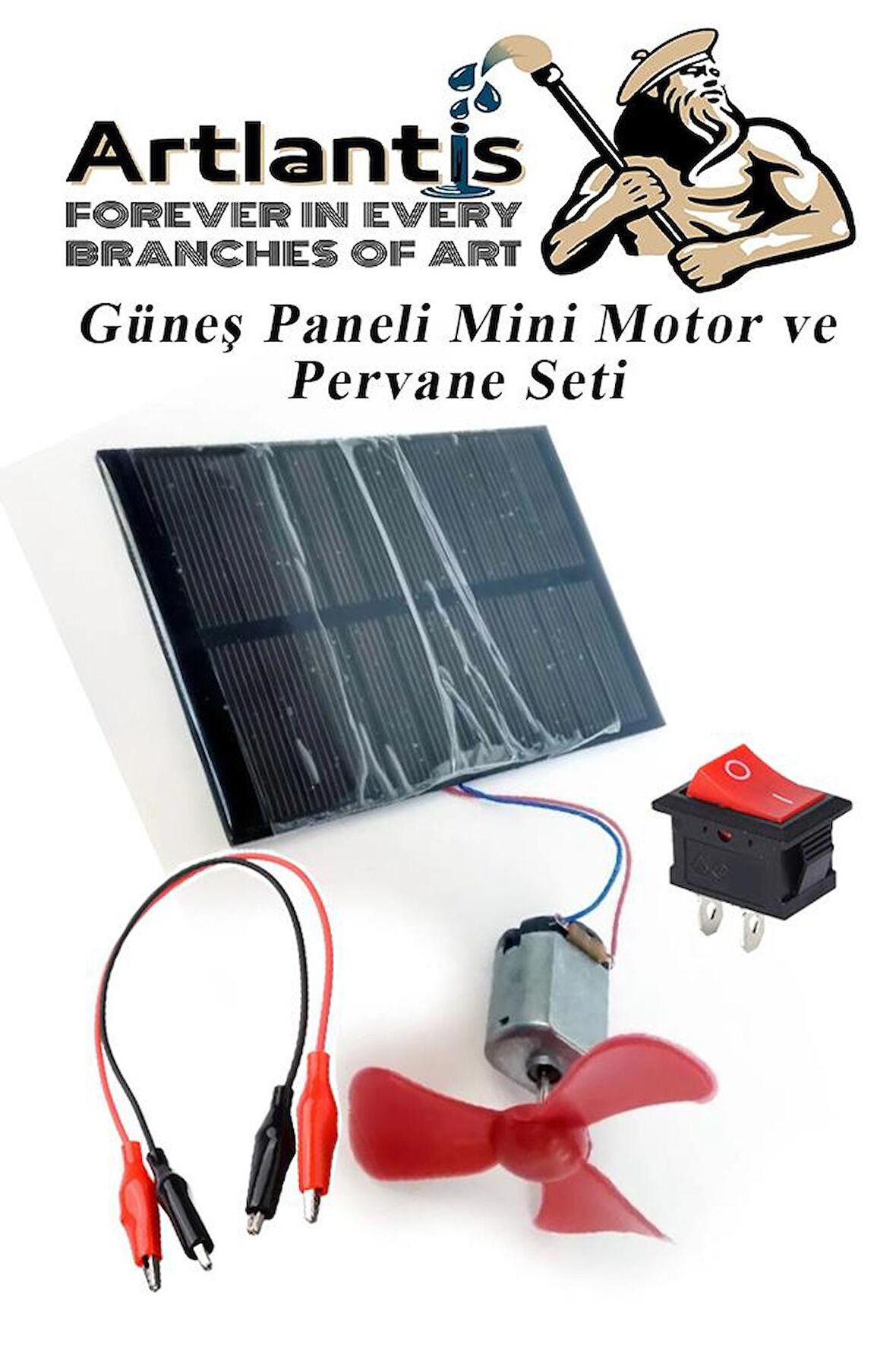 Güneş Paneli Mini Motor ve Pervane Seti 1 Paket Güneş Paneli Solar Panel Deney Seti Anahtar Krokodil Kablo