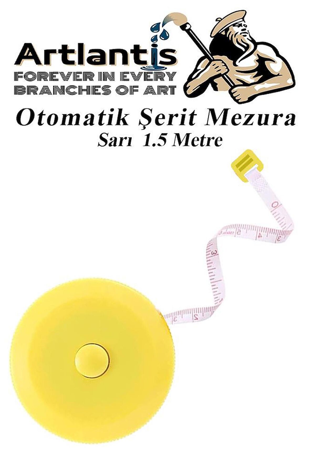 Otomatik Şerit Mezura 1.5 Metre Sarı Renk 1 Adet Yuvarlak Cep Mezurası 150 cm Mezro Terzi Metresi Vücut Ölçüm Metresi