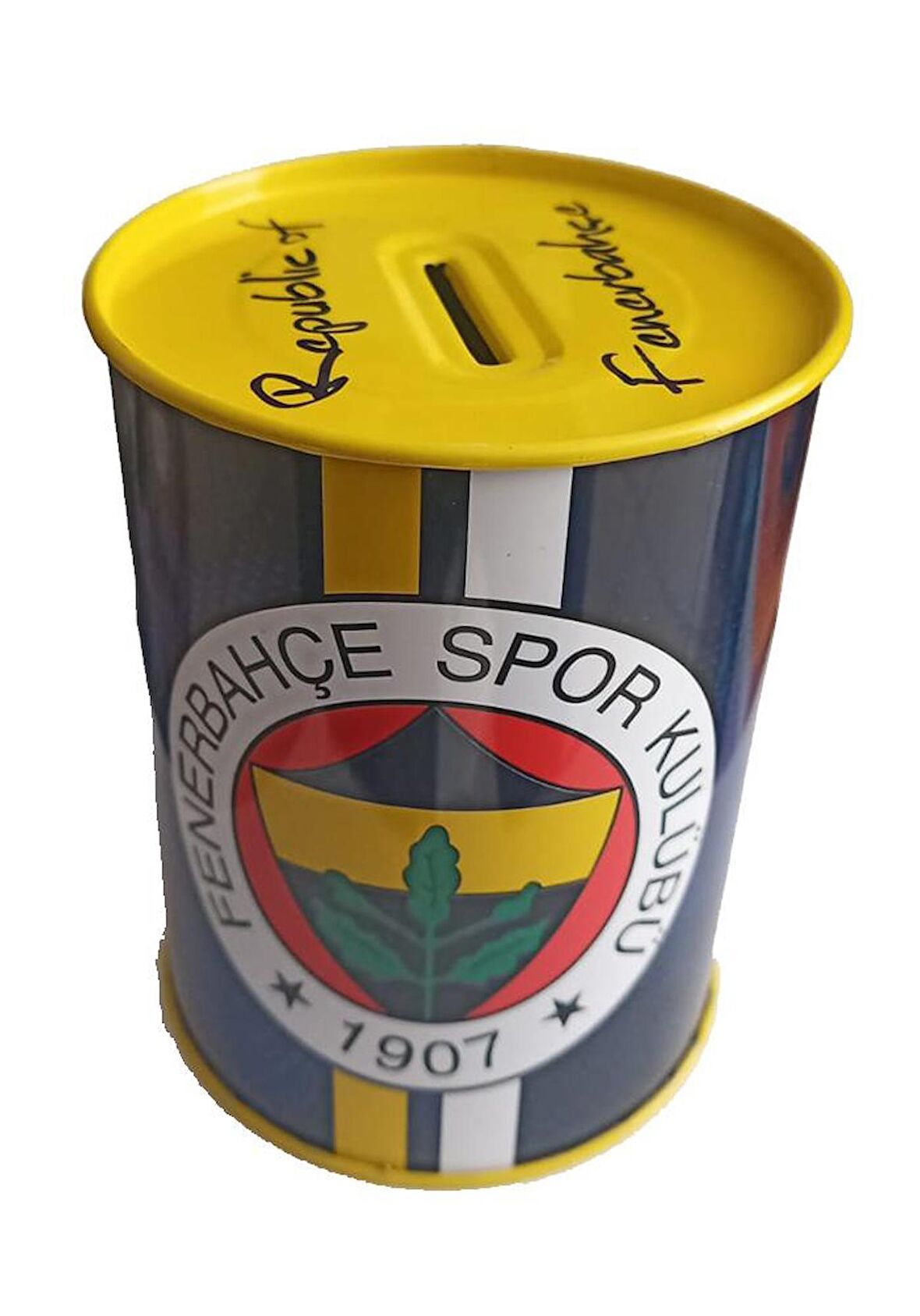 Fenerbahçe Metal Kumbara Orta Boy Orjinal Lisanslı 1 Adet FB Kumbara Taraftar Kumbara Sarı Kanarya 12x9 cm