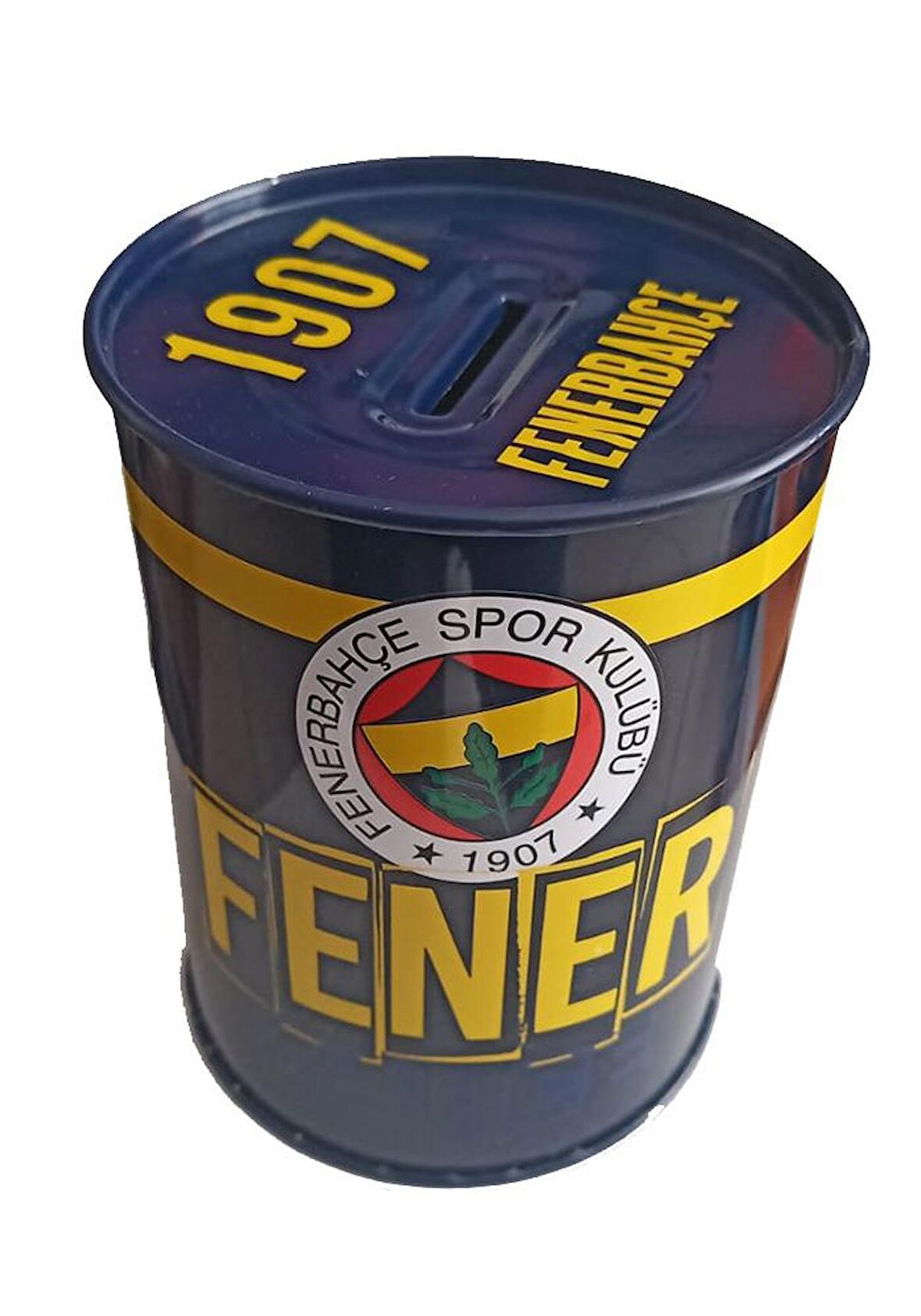 Fenerbahçe Metal Kumbara Orta Boy Orjinal Lisanslı 1 Adet FB Kumbara Taraftar Kumbara Sarı Kanarya 12x9 cm