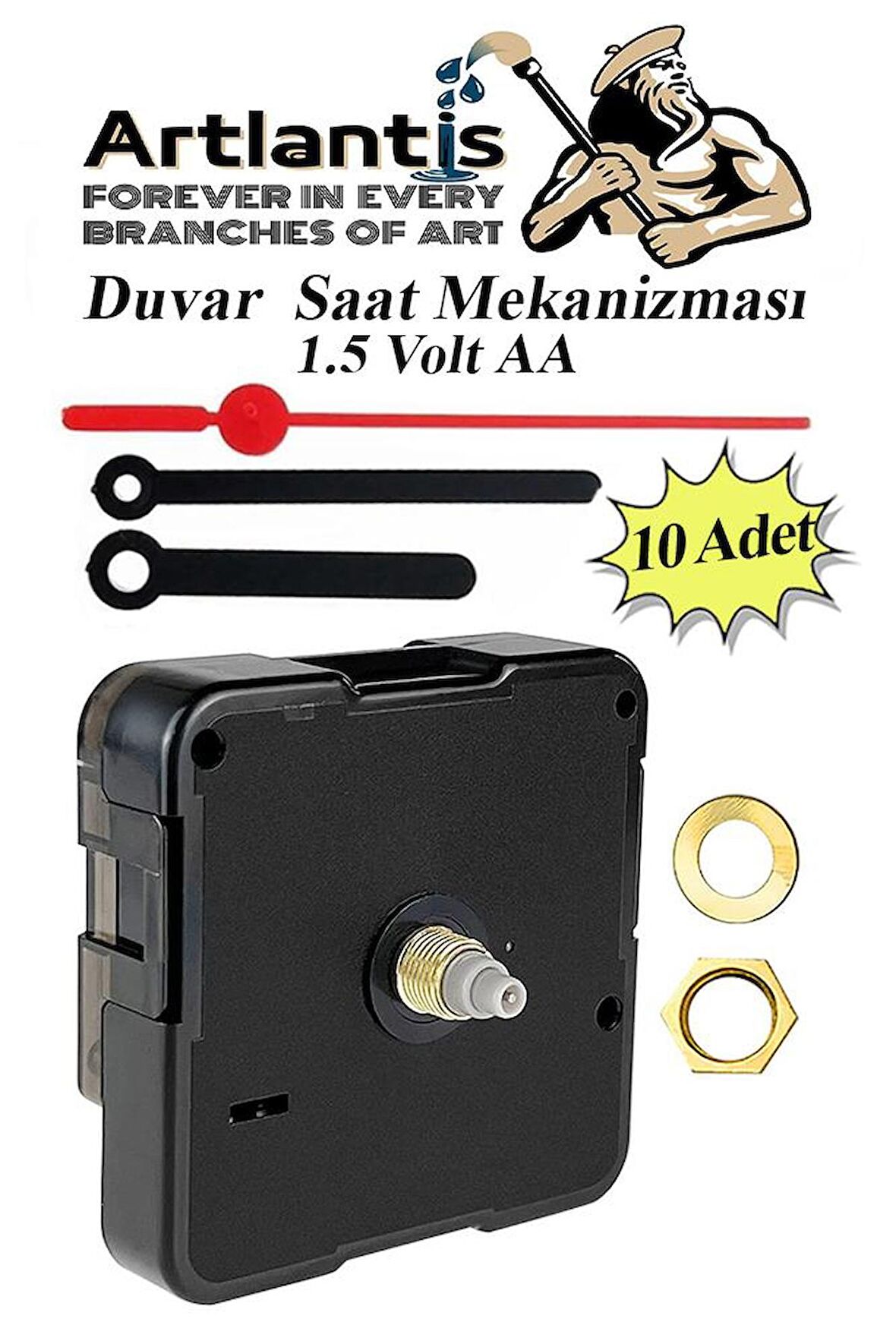 Duvar Saat Mekanizması 10 Adet 10 mm Şaft Sessiz Saat Motoru Akrep Yelkovan Okul Deney Saat Yapım