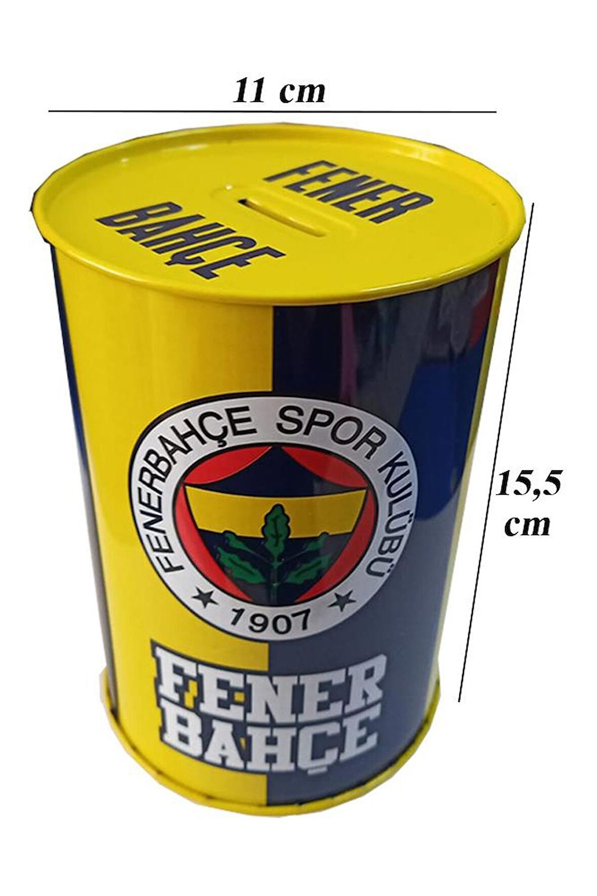 Fenerbahçe Metal Kumbara Orta Boy Orjinal Lisanslı 1 Adet FB Kumbara Taraftar Kumbara Sarı Kanarya 11x15.5 cm