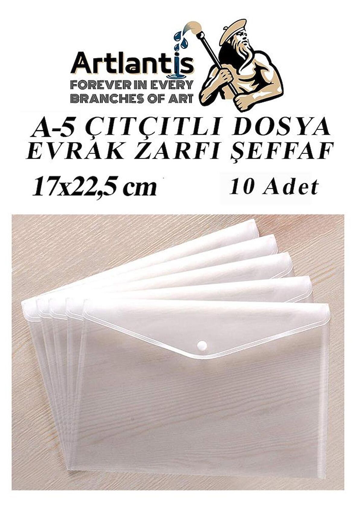 A5 Çıtçıtlı Dosya Şeffaf 10 Adet A-5 Çıtçıtlı Zarf Dosya Transparan 17x22.5 cm Küçük Boy Çıtçıtlı Dosya