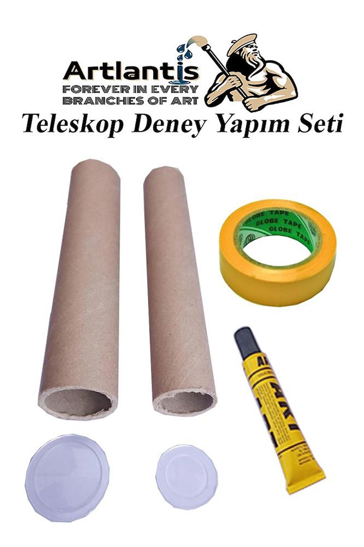 Basit Teleskop Yapım Seti 1 Paket Teleskop Deney Seti Silindir Karton Mercek Okul Sınıf Etkinlik