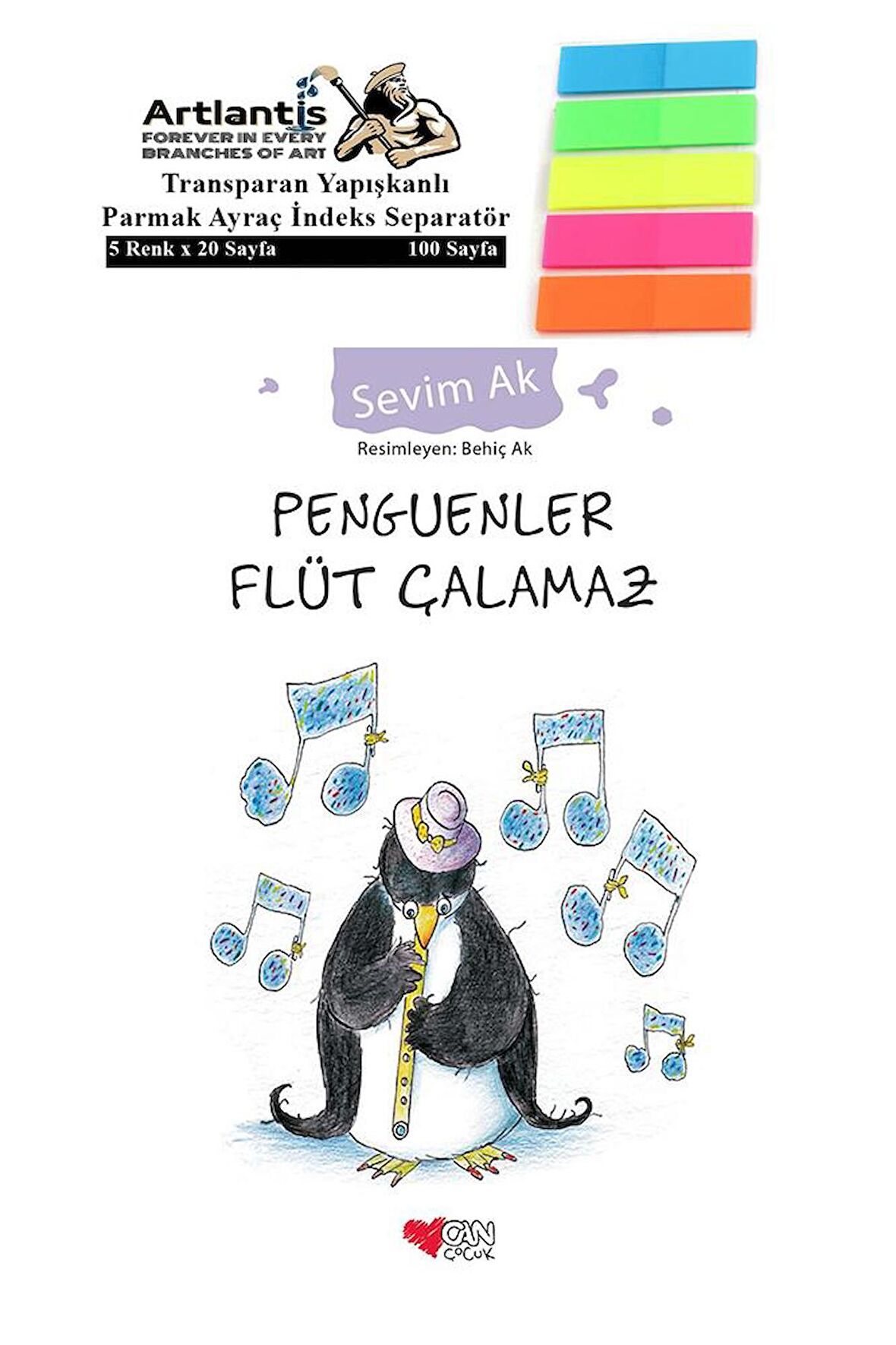 Penguenler Flüt Çalamaz Sevim Ak 86 Sayfa Karton Kapak 1 Adet Fosforlu Transparan Kitap Ayraç 1 Paket