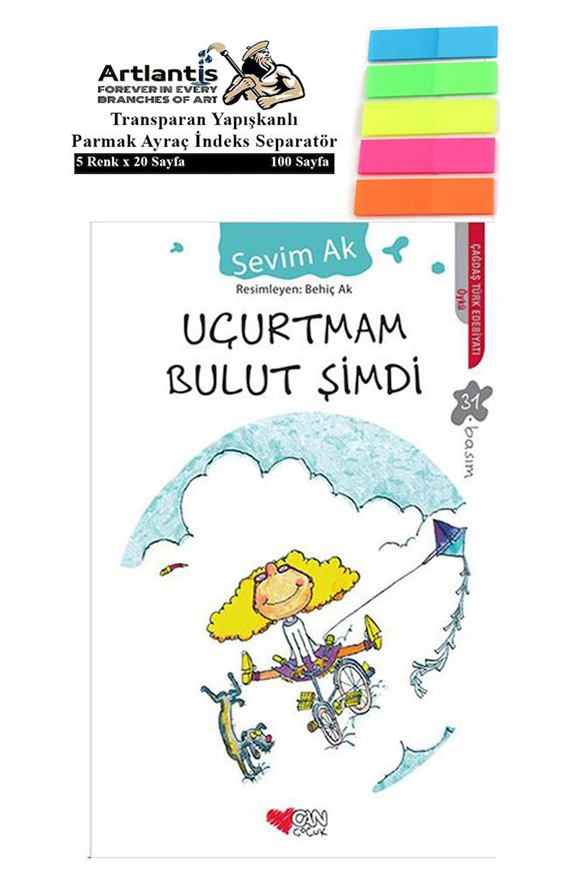 Uçurtmam Bulut Şimdi Sevim Ak 85 Sayfa Karton Kapak 1 Adet Fosforlu Transparan Kitap Ayraç 1 Paket