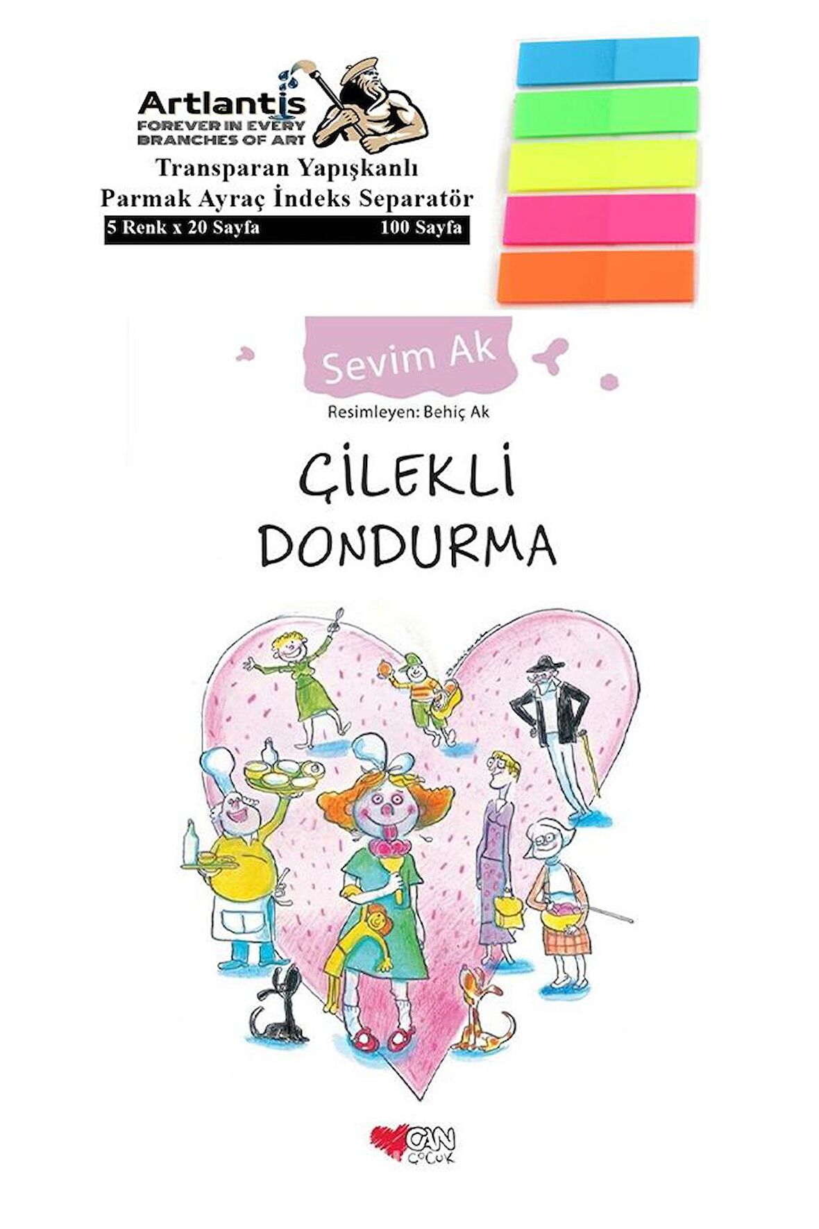 Çilekli Dondurma Sevim Ak 120 Sayfa Karton Kapak 1 Adet Fosforlu Transparan Kitap Ayraç 1 Paket