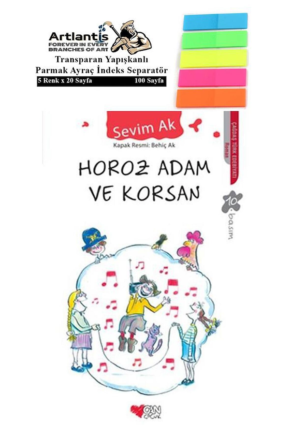 Horoz Adam ve Korsan Sevim Ak 150 Sayfa Karton Kapak 1 Adet Fosforlu Transparan Kitap Ayraç 1 Paket