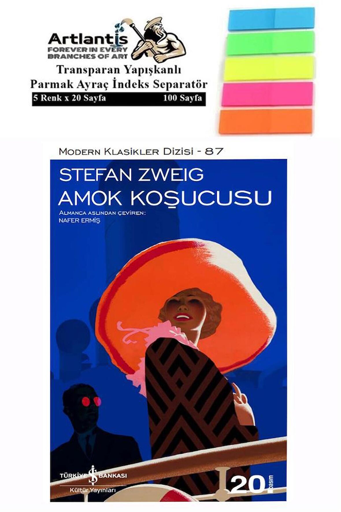 Amok Koşucusu Stefan Zweig 60 Sayfa Karton Kapak 1 Adet Fosforlu Transparan Kitap Ayraç 1 Paket