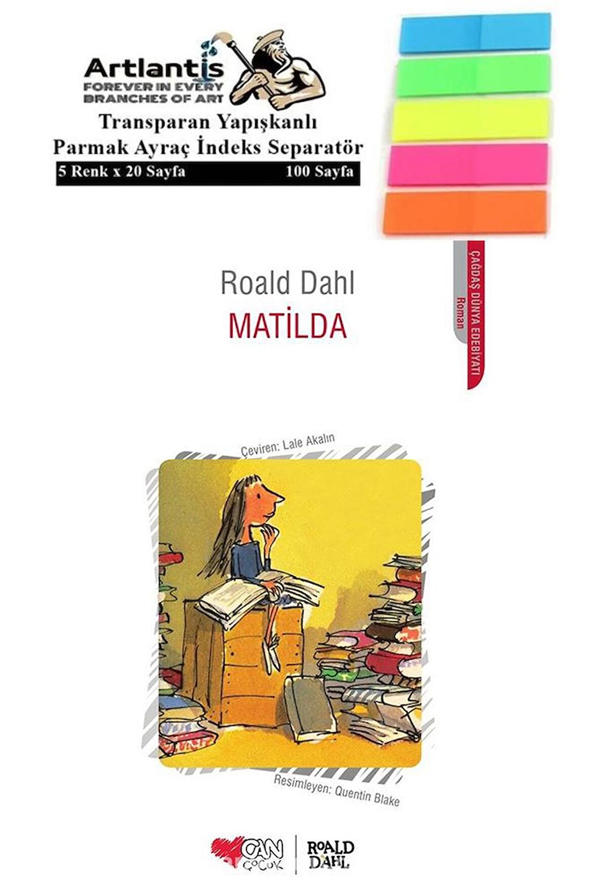 Matilda Roald Dahl 252 Sayfa Karton Kapak 1 Adet Fosforlu Transparan Kitap Ayraç 1 Paket