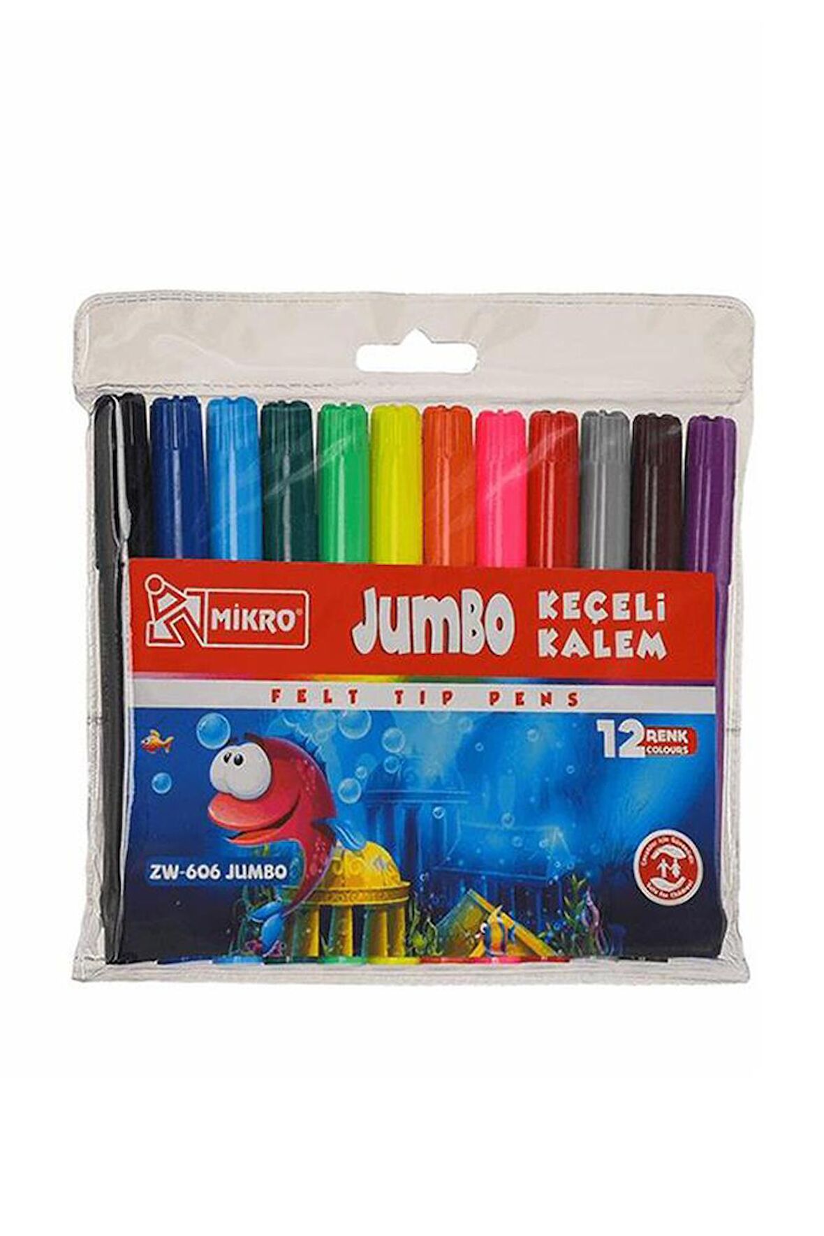 Jumbo Keçeli Kalem 12 Renk 1 Paket 12 li Jumbo Keçeli Kalem 1 Adet Su Bazlı Canlı Renkler