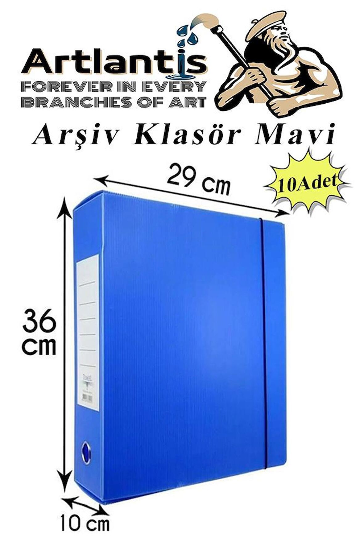 Mavi Arşiv Ve Proje Kutusu 29x36x10cm 10 Adet Arşiv Klasörü Lastikli Plastik Arşiv Klasörü Büro Okul Sınıf