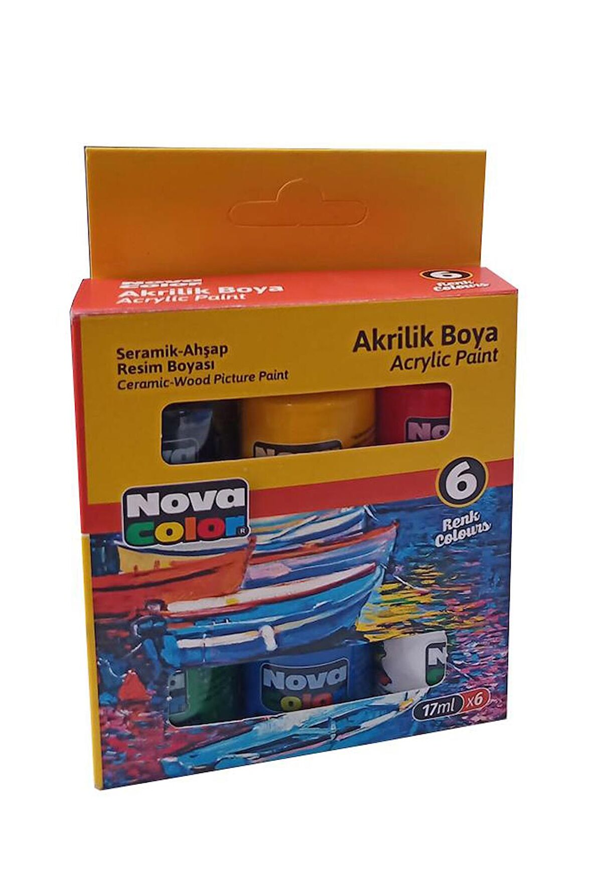 Akrilik Boya 6 Renk 17 ml 1 Paket Akrilik Boya Seti 6 lı Ahşap Tuval Taş Ağaç Boyamalar İçin İdea Boyama Seti