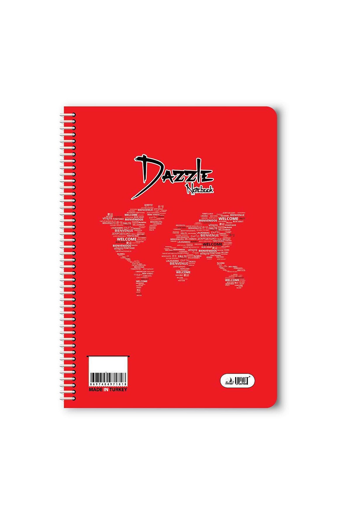 Çizgili 96 Yaprak Spiralli Defter A4 Boy Plastik Kapak (1 Adet )