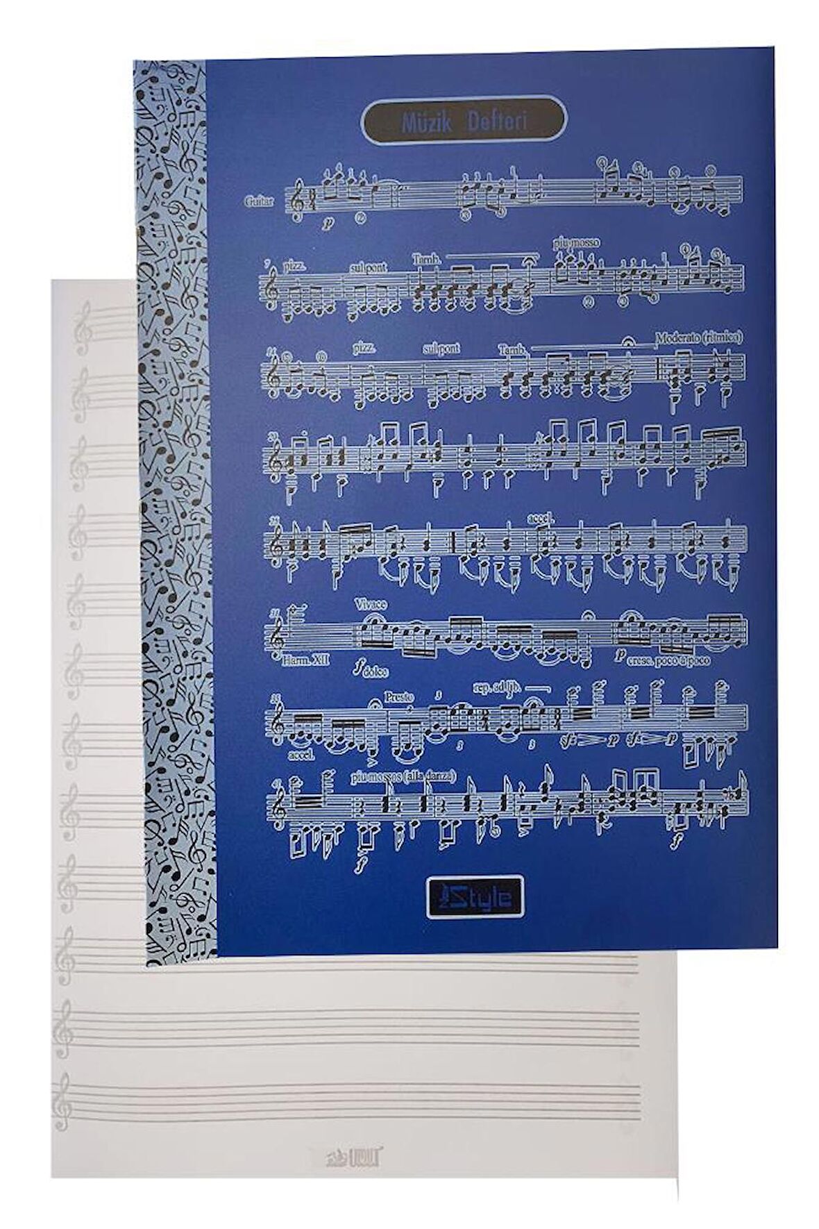 Müzik Defteri A4 40 Yaprak Plastik Kapak 1 Adet Sol Anahtarlı PP Kapak Müzik Defteri 21x29.7 cm 12 Sütunlu