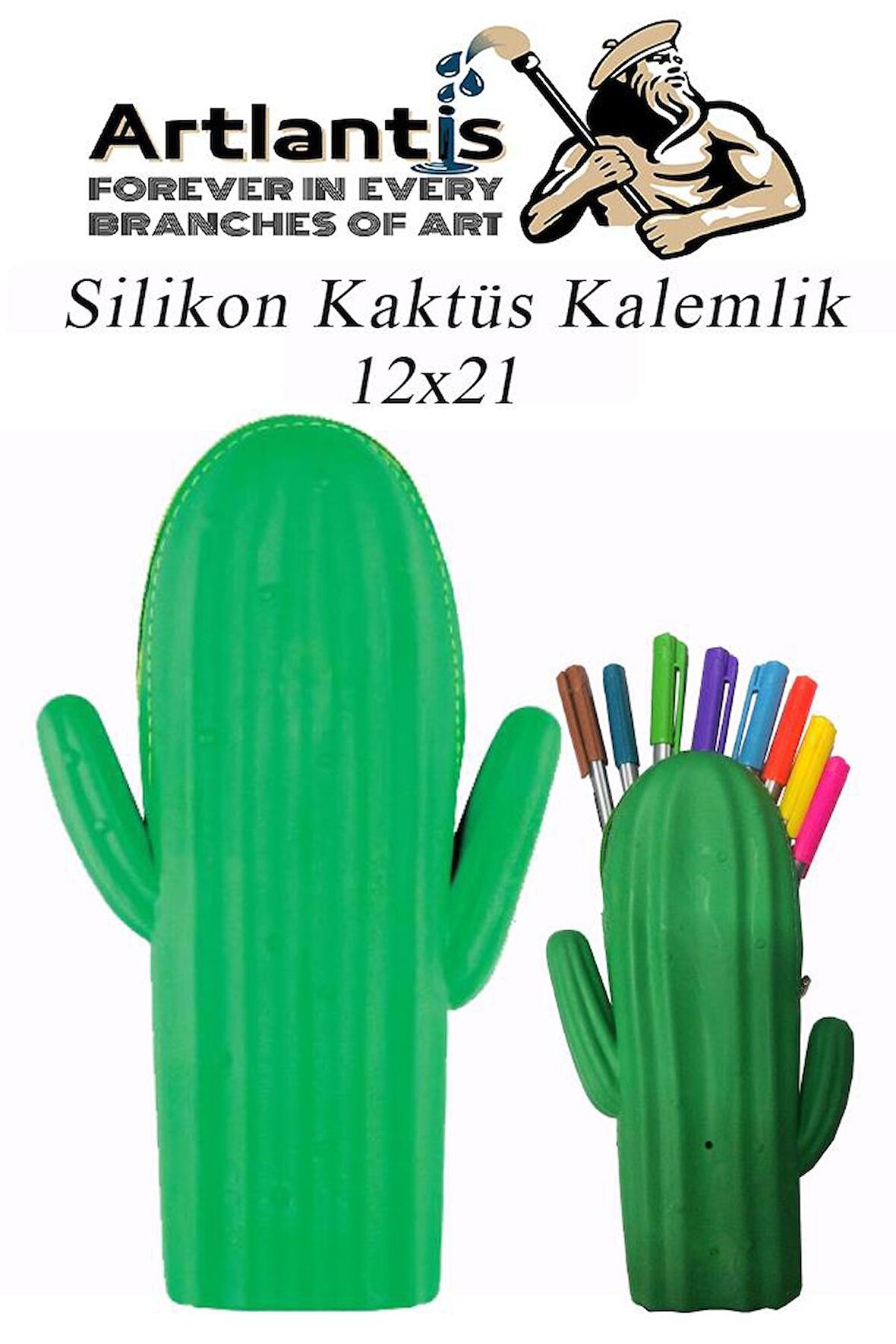 Silikon Kaktüs Kalemlik 1 Adet Silikon Kalem Kutusu Eğlenceli Sevimli Kaktüs Figürlü Hediyelik Kalemlik