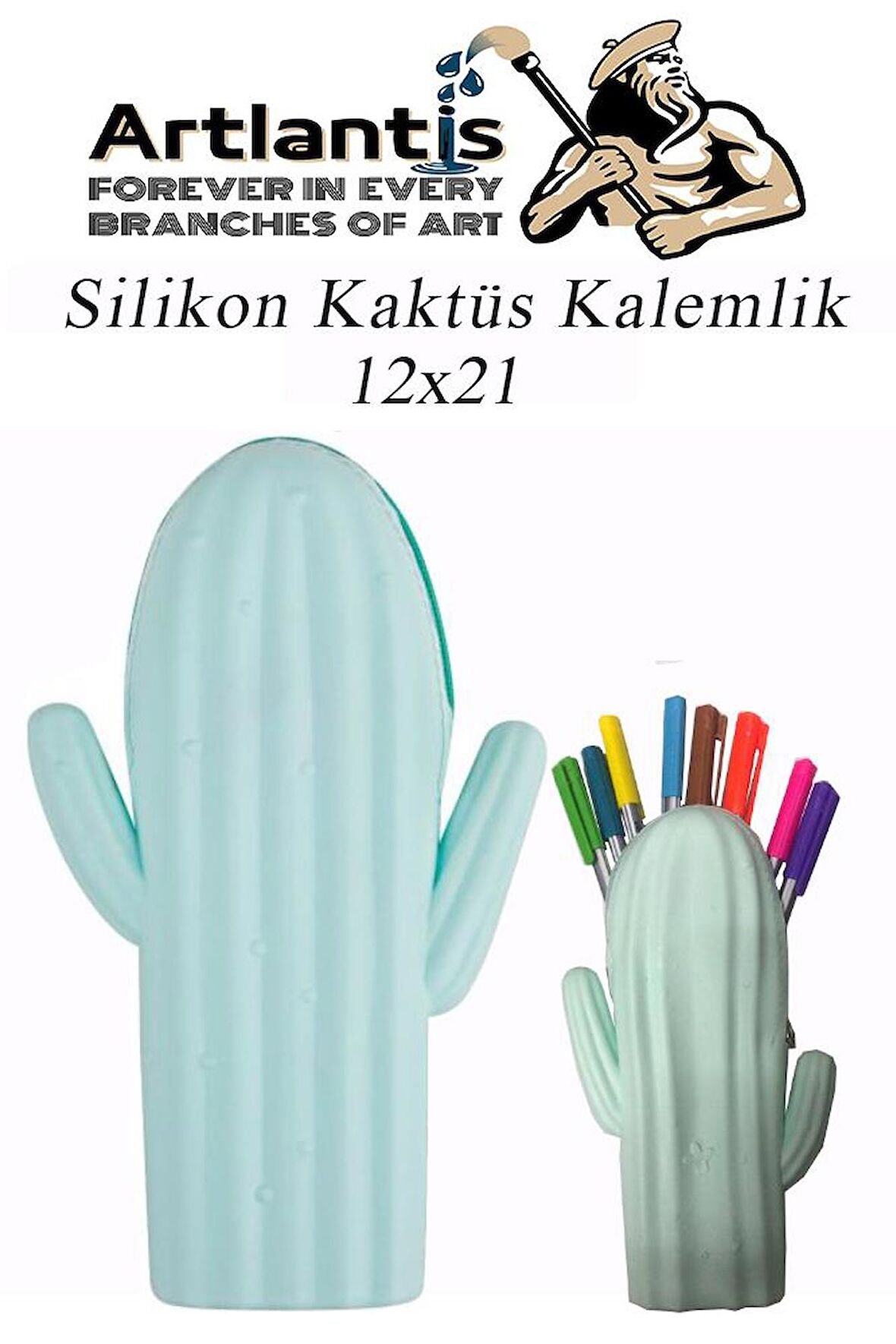 Silikon Kaktüs Kalemlik 1 Adet Silikon Kalem Kutusu Eğlenceli Sevimli Kaktüs Figürlü Hediyelik Kalemlik